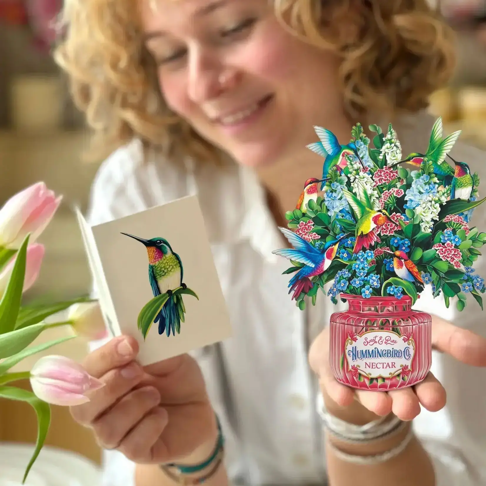 Fresh Cut Paper Mini Bouquet & Card - Hummingbird Oasis
