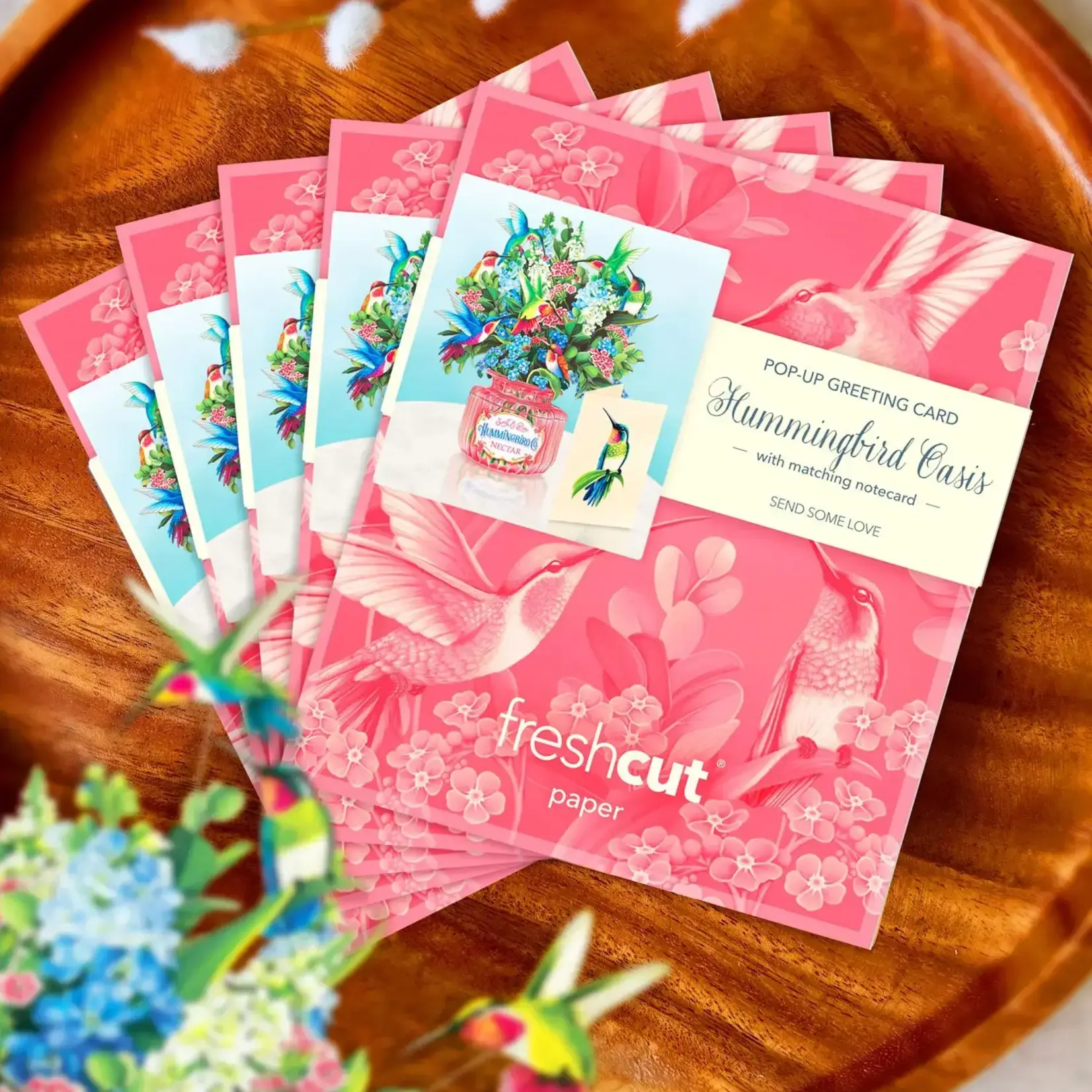 Fresh Cut Paper Mini Bouquet & Card - Hummingbird Oasis