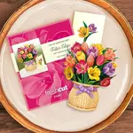 Fresh Cut Paper Mini Bouquet & Card - Festive Tulips