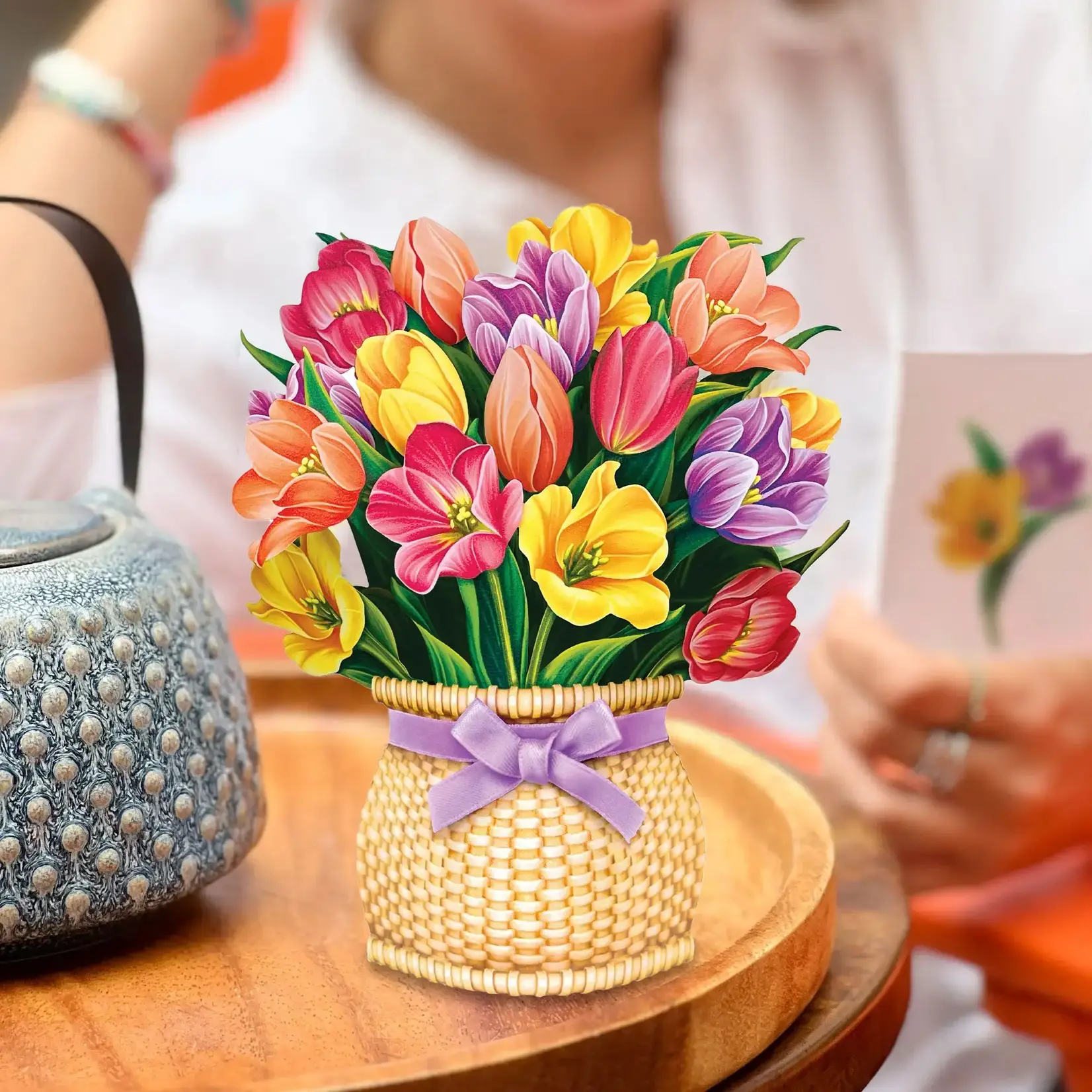 Fresh Cut Paper Mini Bouquet & Card - Festive Tulips