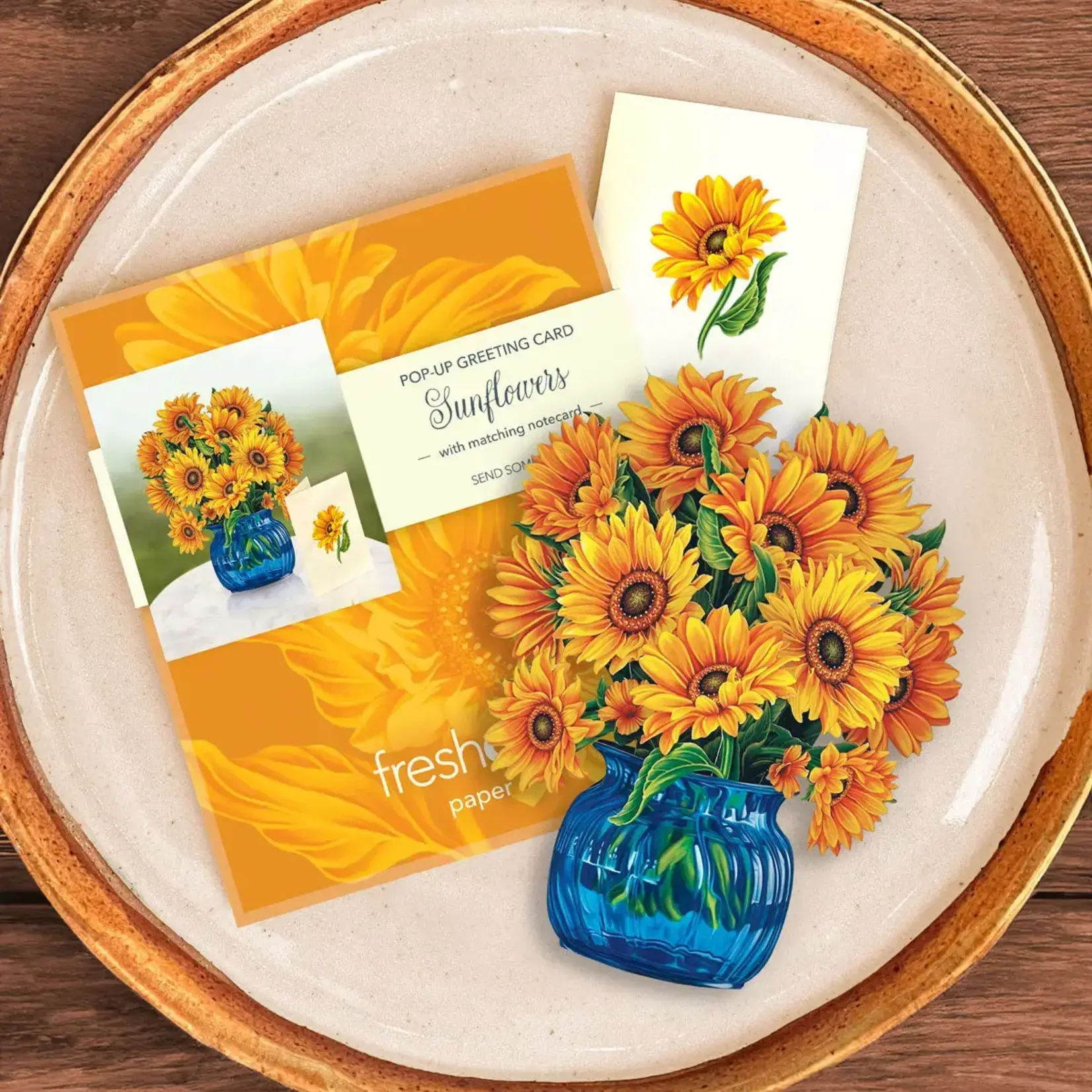 Fresh Cut Paper Mini Bouquet & Card - Sunflower