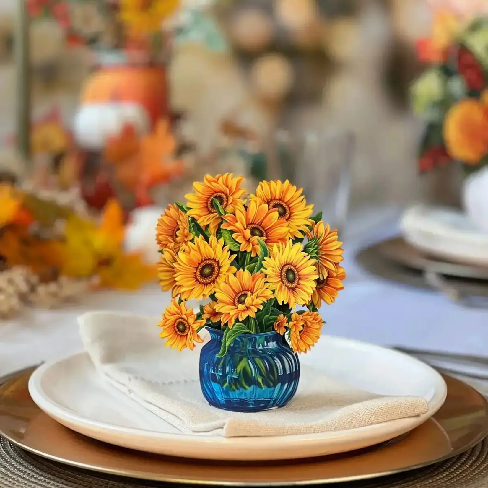 Fresh Cut Paper Mini Bouquet & Card - Sunflower