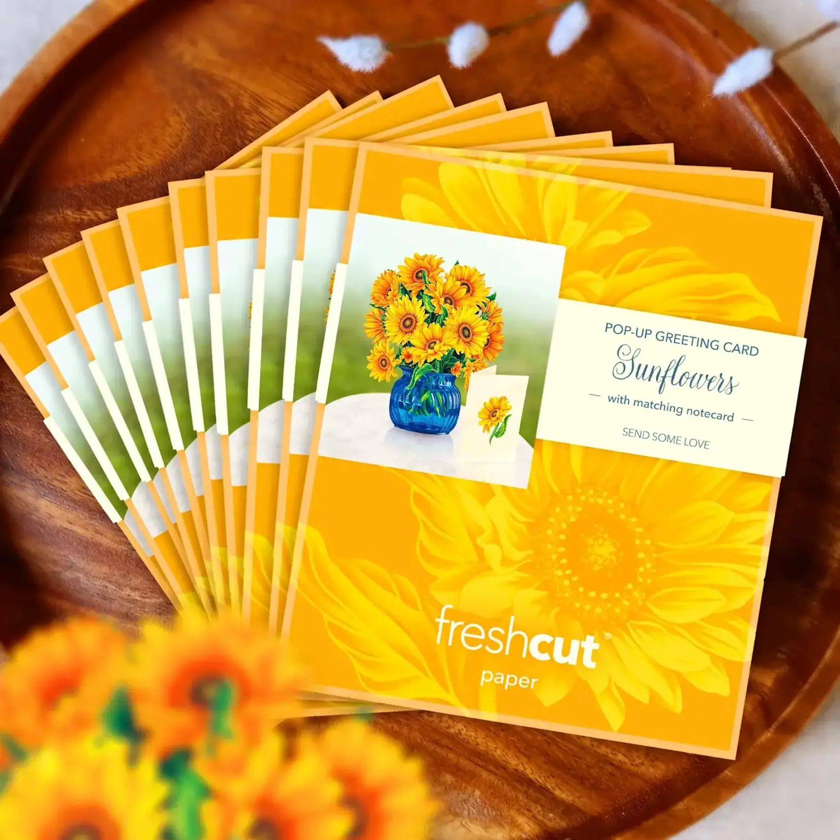 Fresh Cut Paper Mini Bouquet & Card - Sunflower