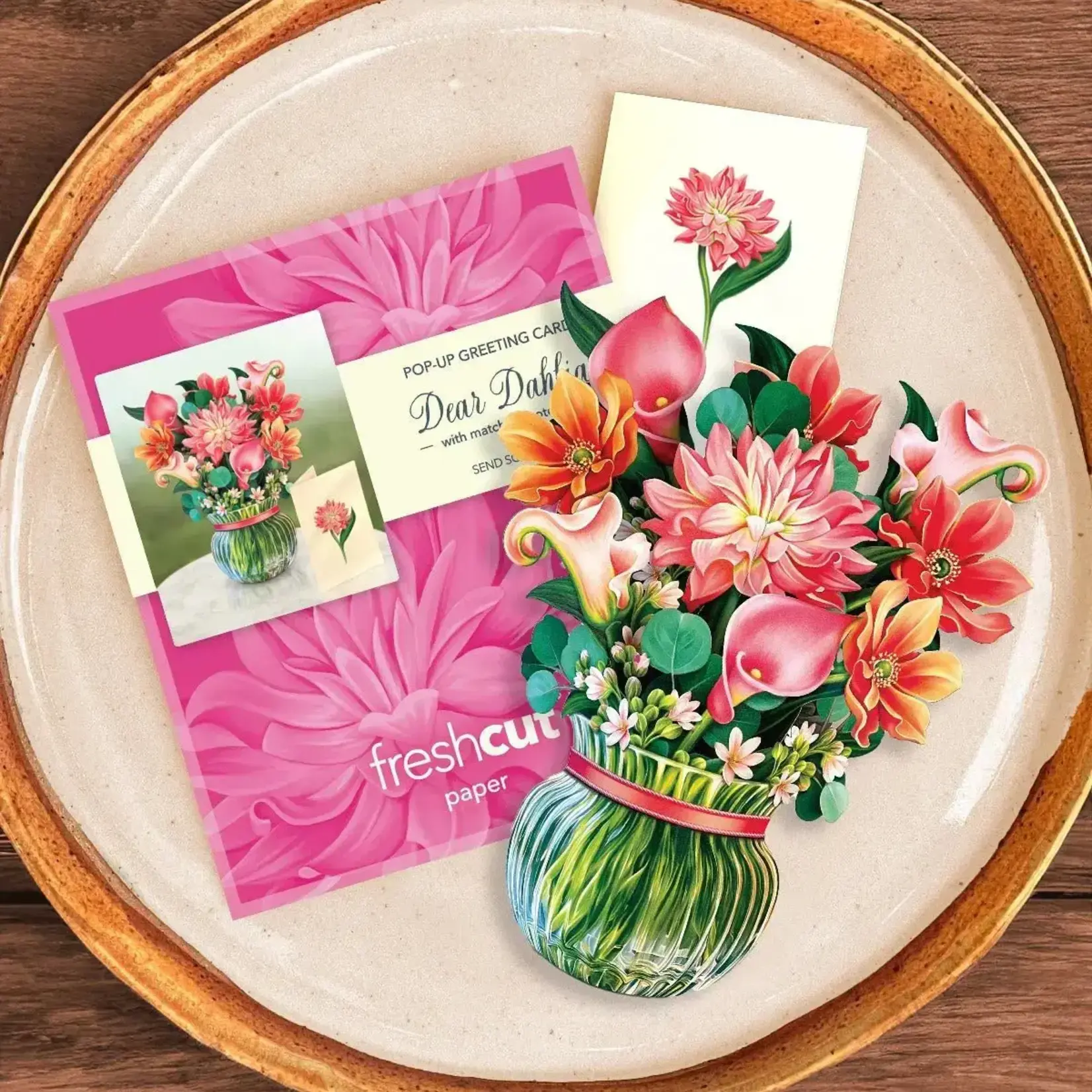 Fresh Cut Paper Mini Bouquet & Card - Dear Dahlia