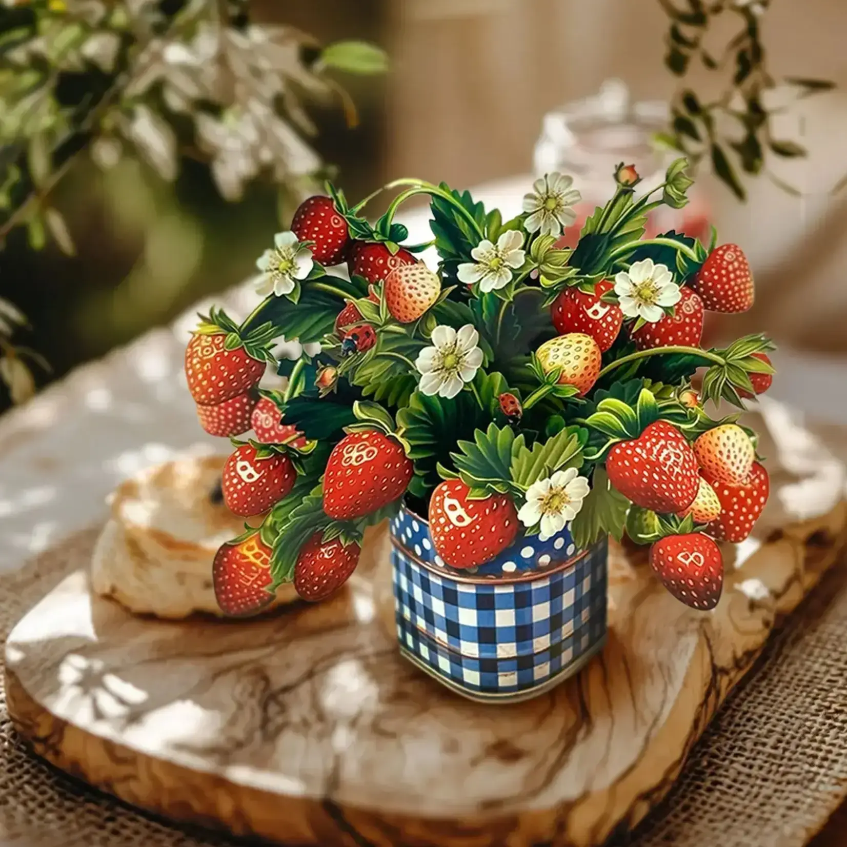 Fresh Cut Paper Mini Bouquet & Card - Strawberry Blossom