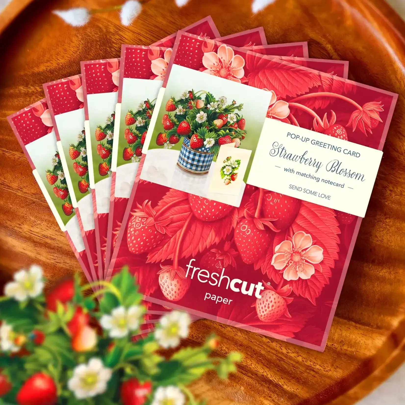 Fresh Cut Paper Mini Bouquet & Card - Strawberry Blossom