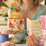 Fresh Cut Paper Mini Bouquet & Card - Bloom Birthday Cake