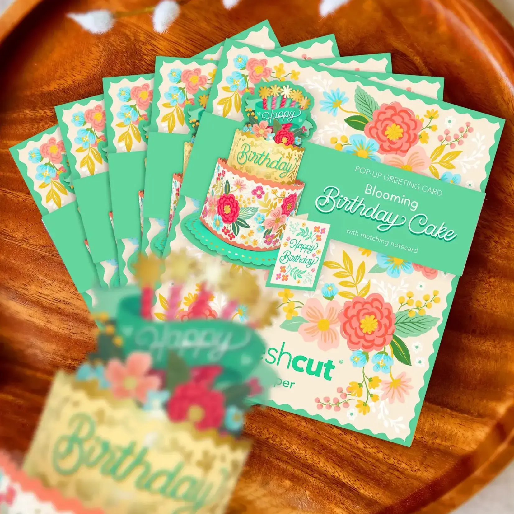 Fresh Cut Paper Mini Bouquet & Card - Bloom Birthday Cake