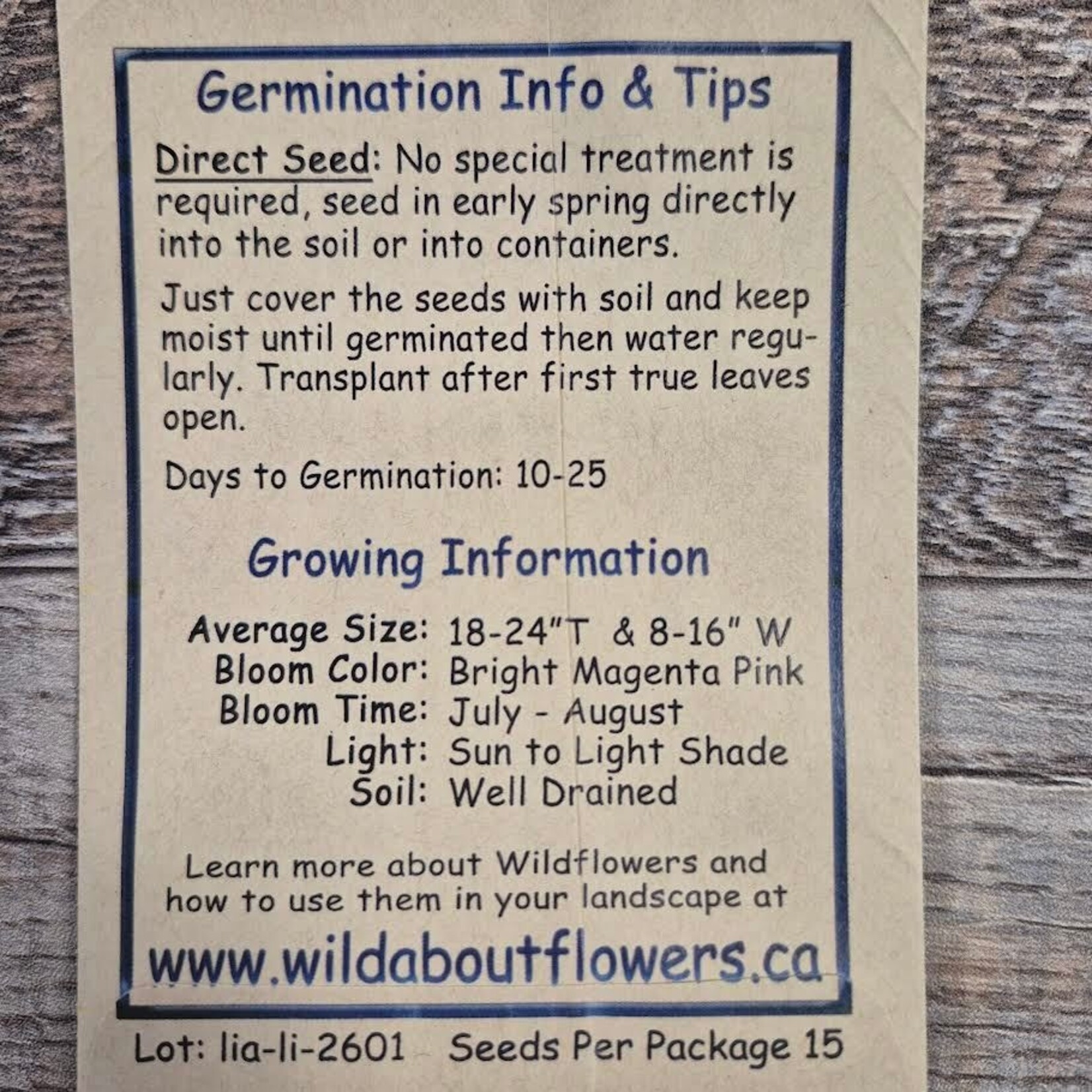 Wildflowers Seed Package - Meadow Blazing Star