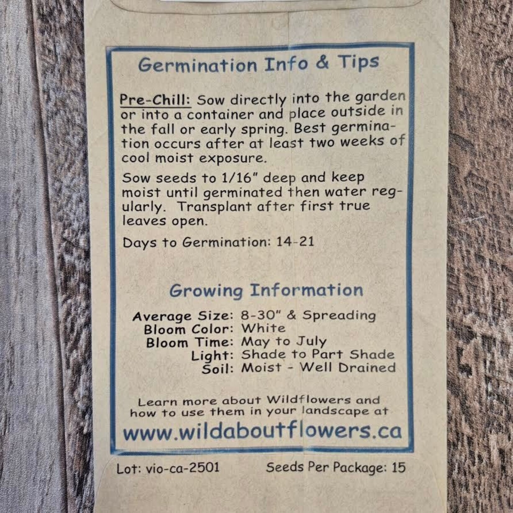 Wildflowers Seed Package - Canada Violet