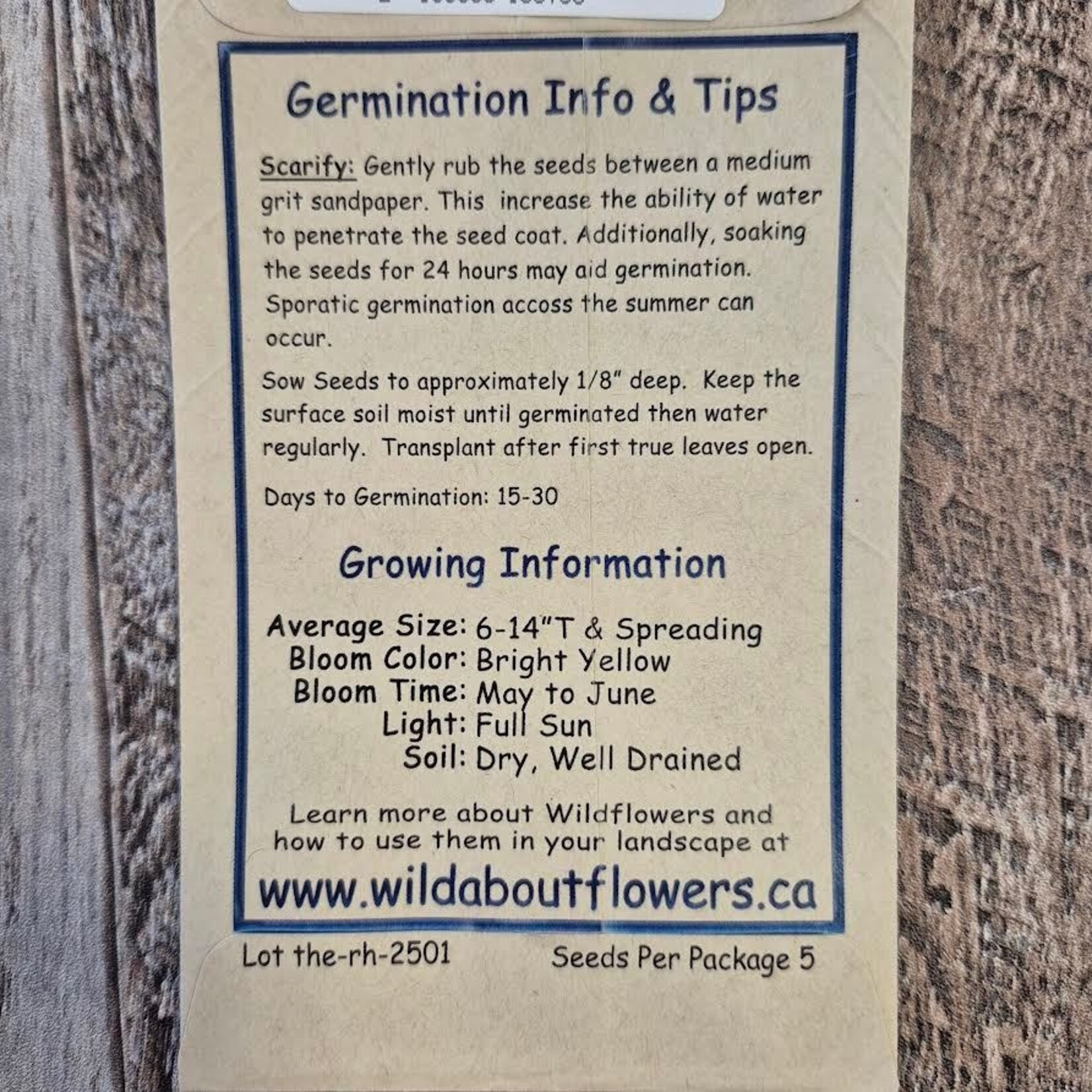 Wildflowers Seed Package - Golden Beans