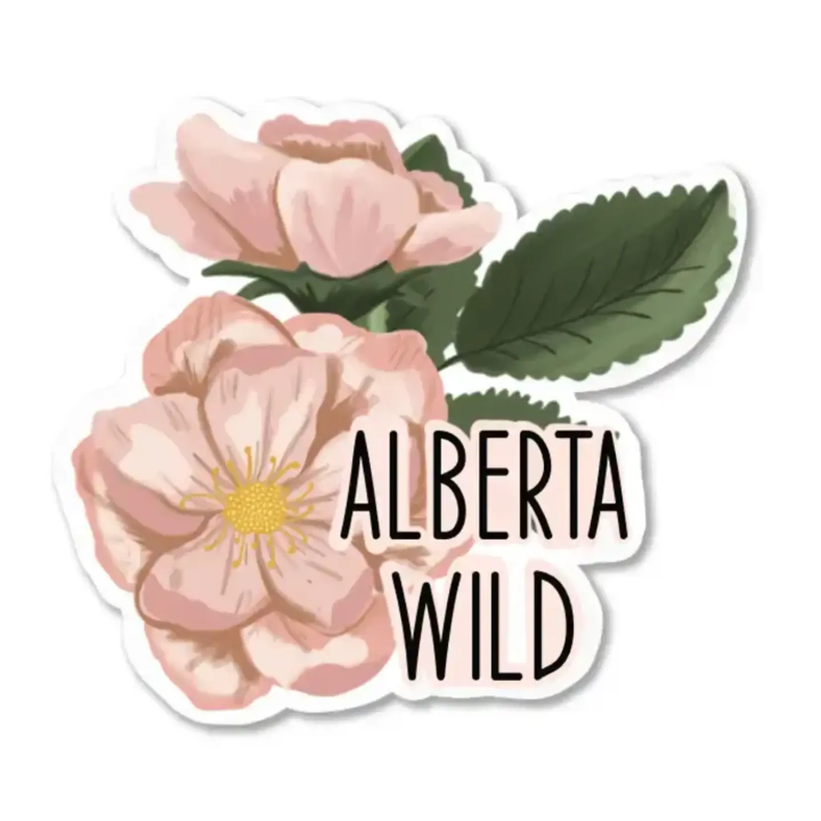 Alberta Wild Rose Floral Matte Vinyl Sticker