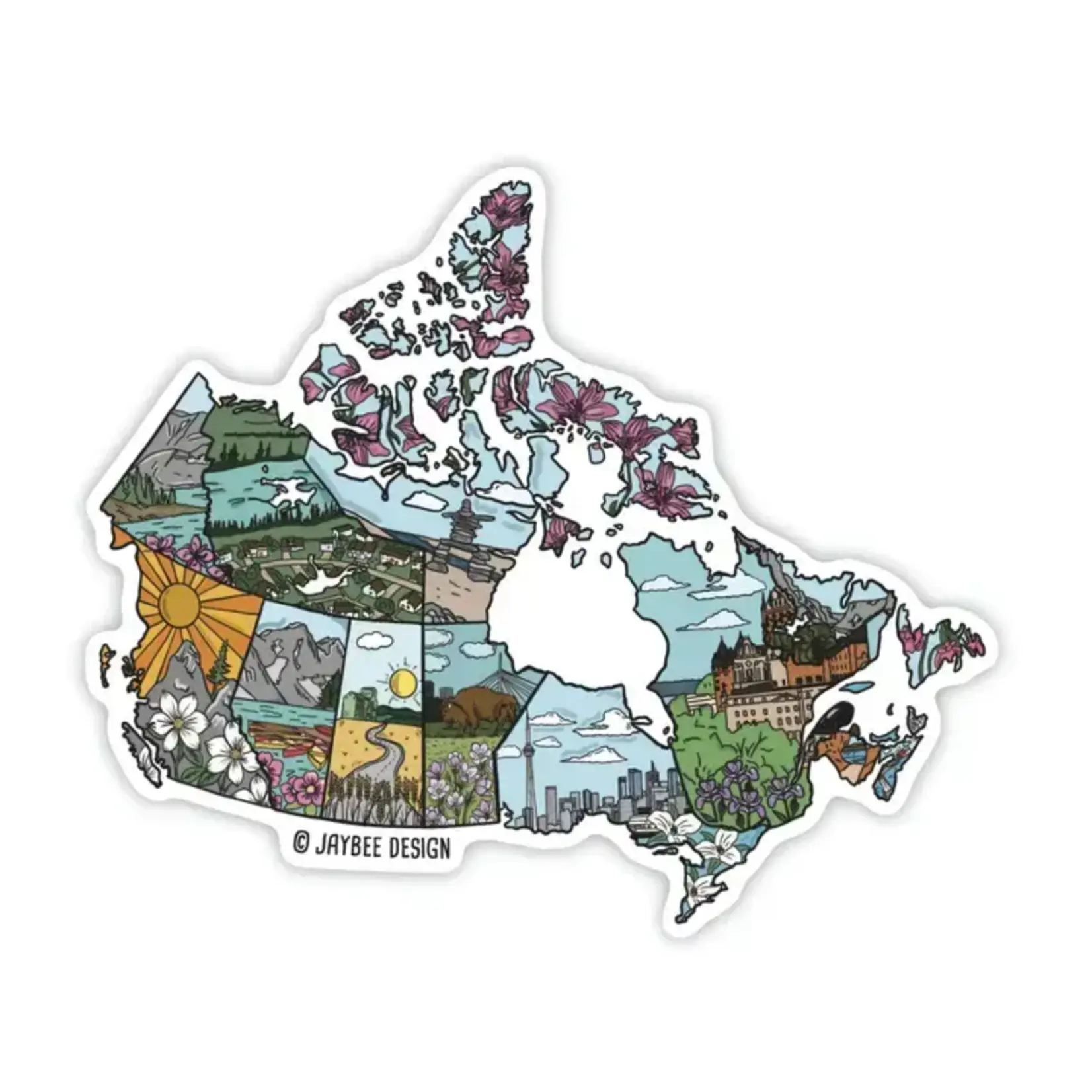 Canada Illustrated Map Vinyl Sticker