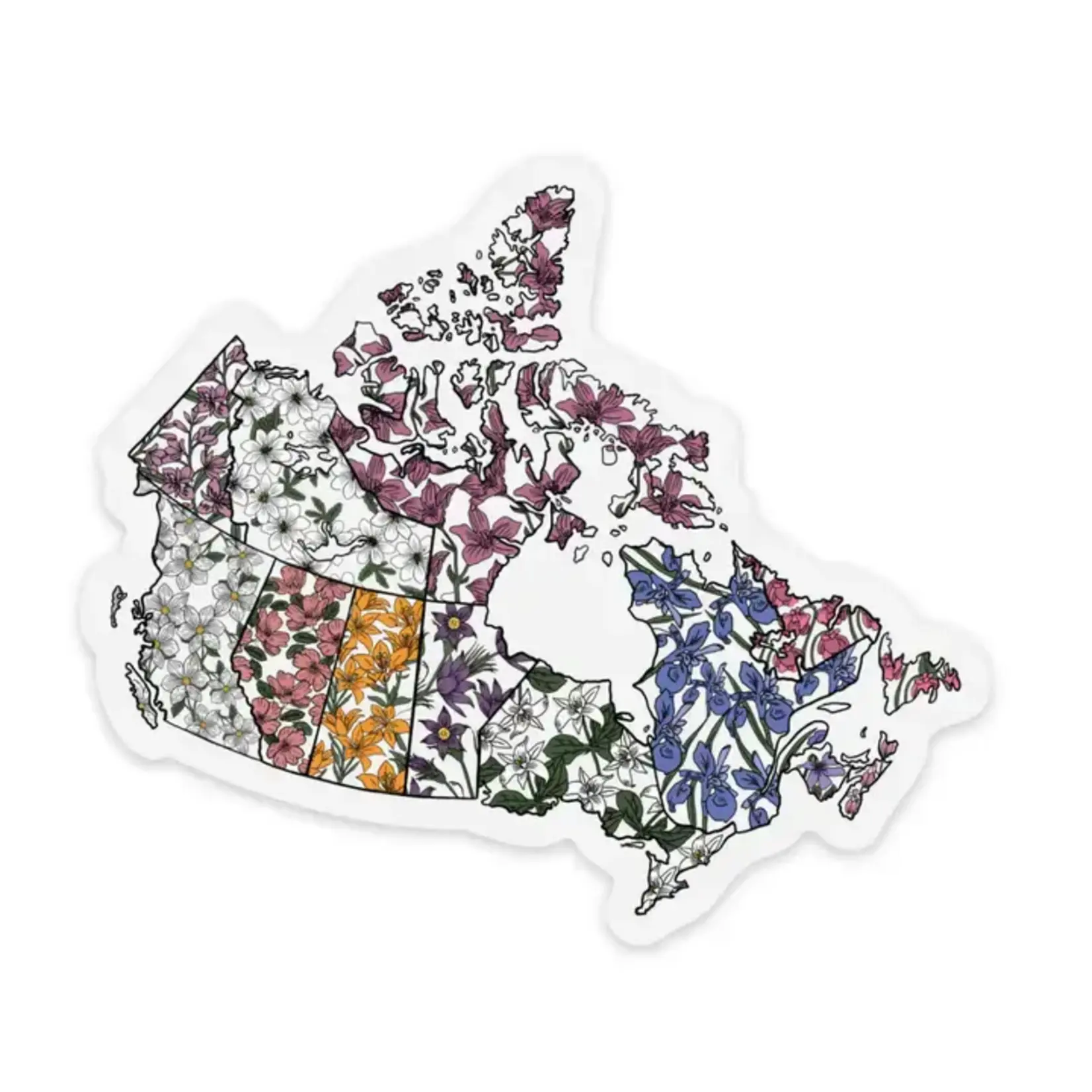 Canada Map Floral Clear Matte Vinyl Sticker