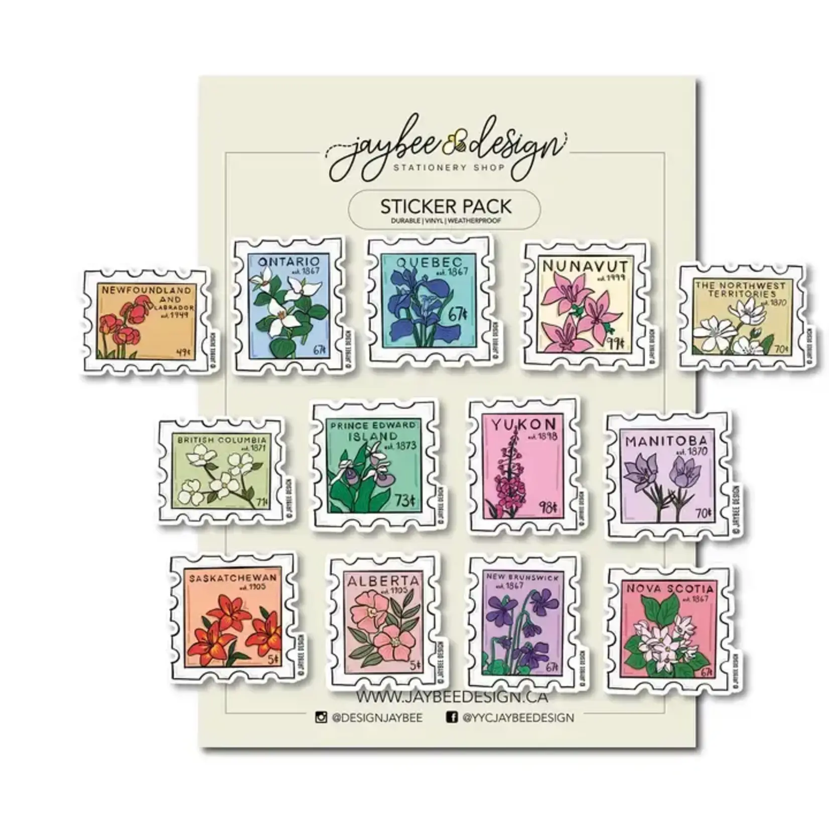 Canada Stamp Vinyl Sticker Pack