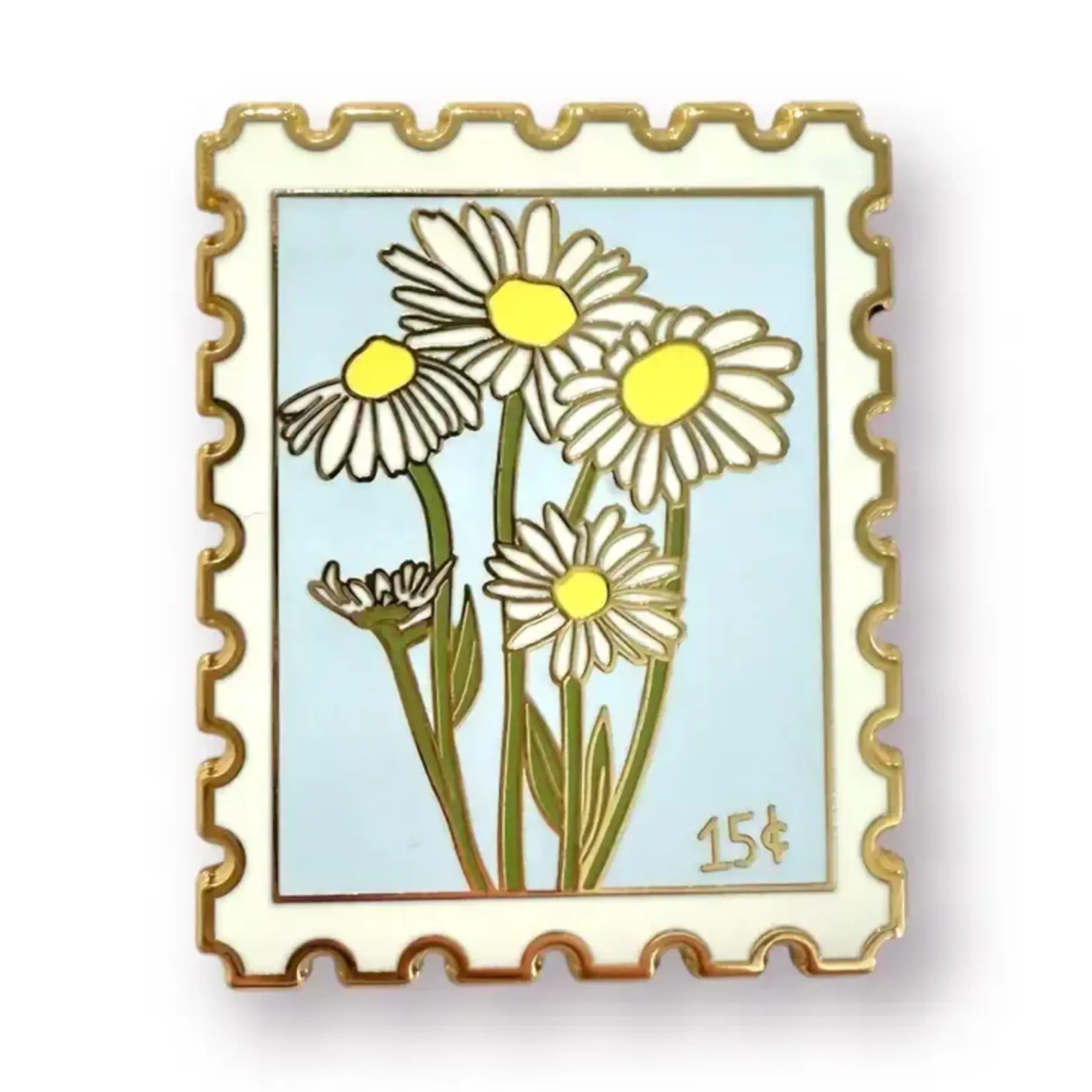 Daisy Postage Stamp Enamel Pin