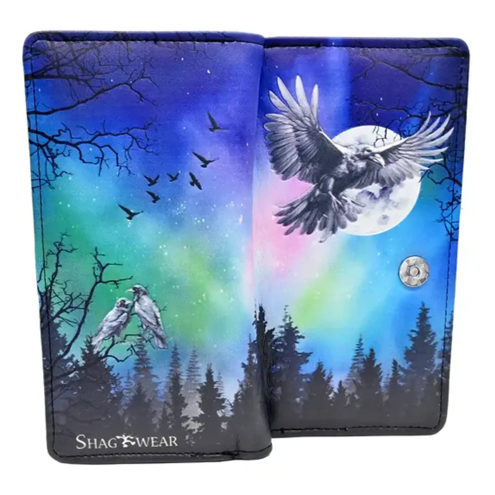 Large Shagwear Wallet - Aurora Borealis Raven Moon