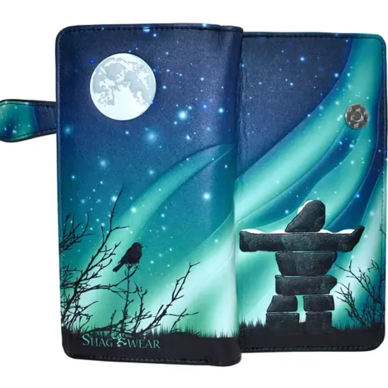 Large Shagwear Wallet - Northern Lights Inukshuk