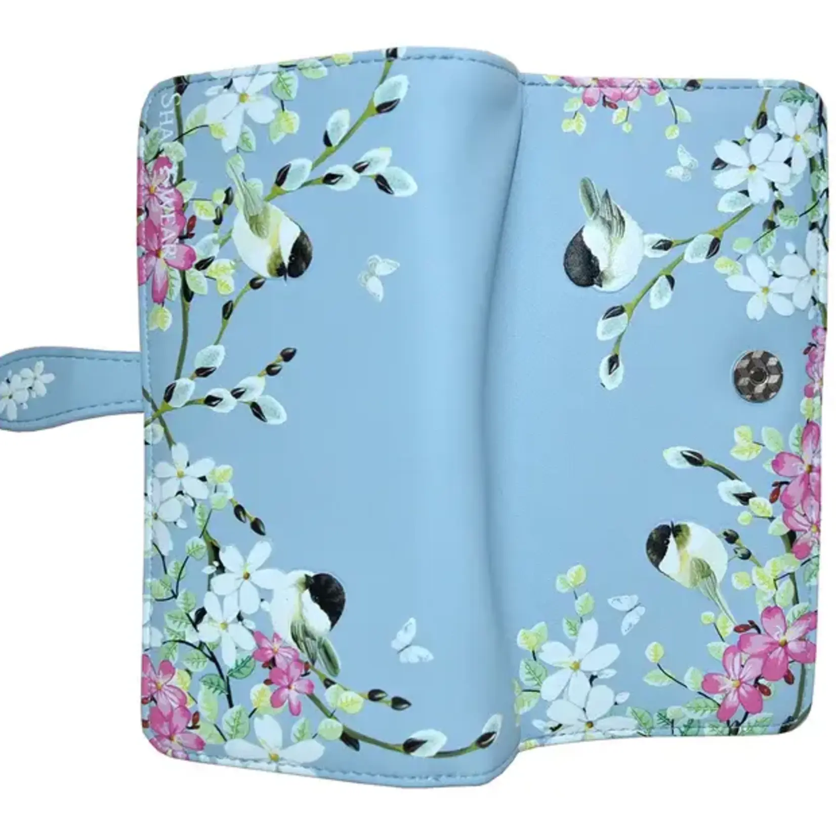 Large Shagwear Wallet - Chickadee with Flowers