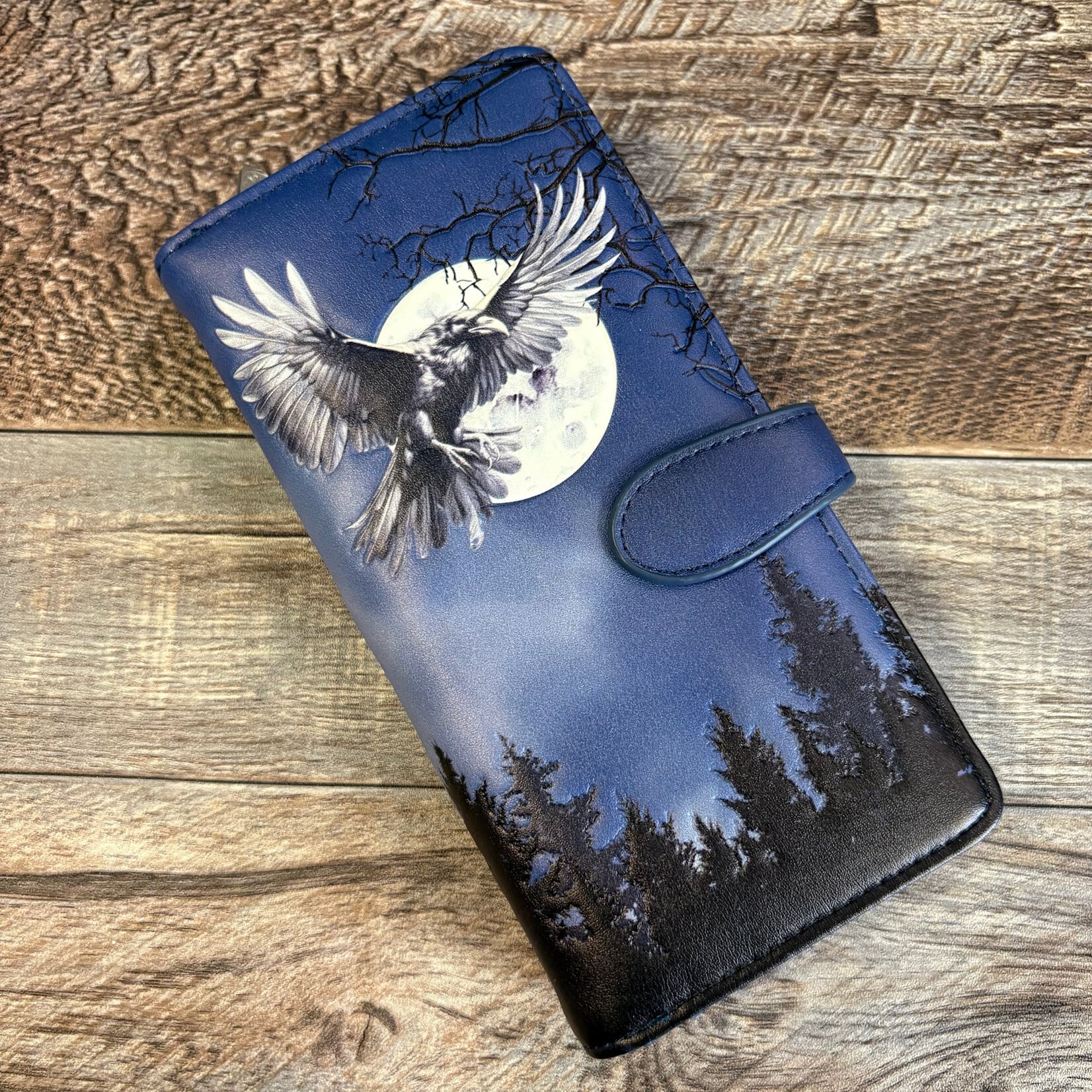 Large Shagwear Wallet - Misty Sky Raven Moon