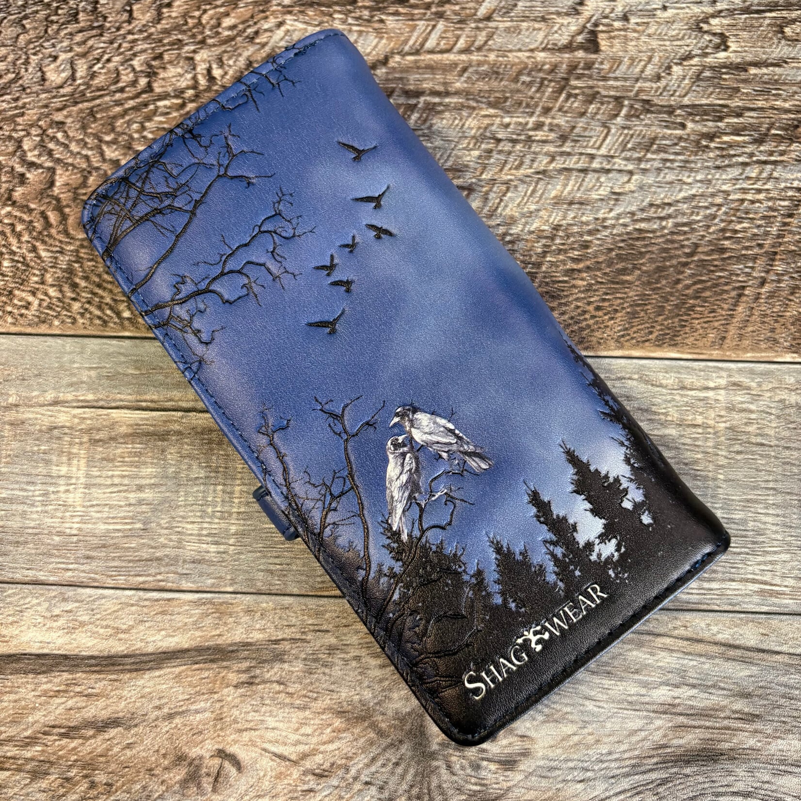 Large Shagwear Wallet - Misty Sky Raven Moon