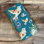 Large Shagwear Wallet - Teal Floral Bird Pattern