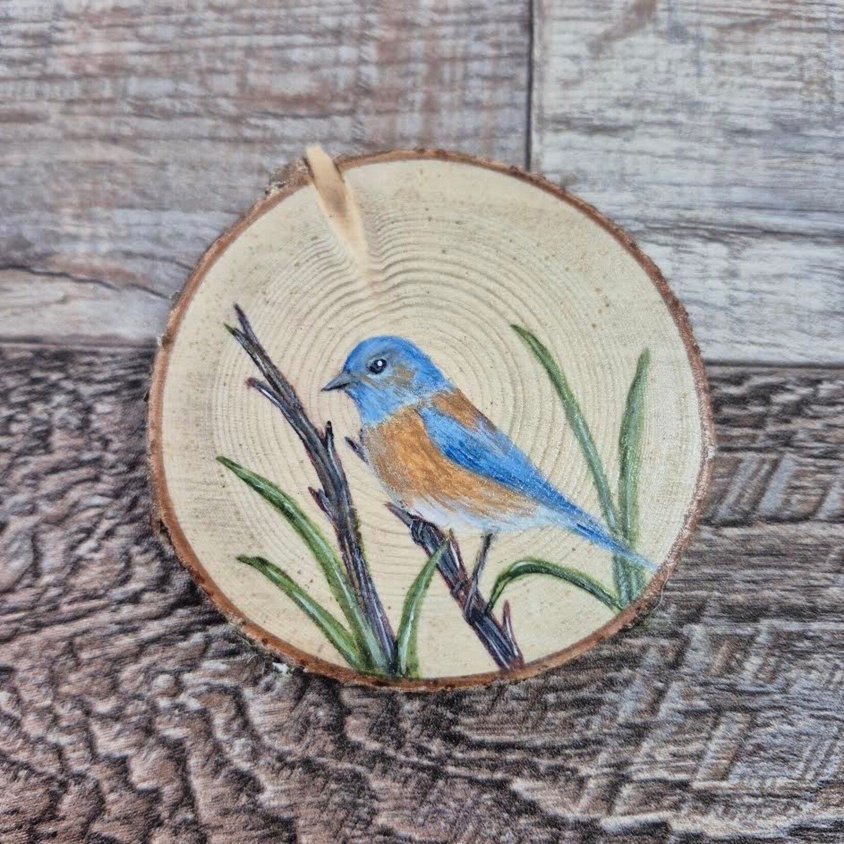 Wood Cookie Painting - Eastern Bluebird