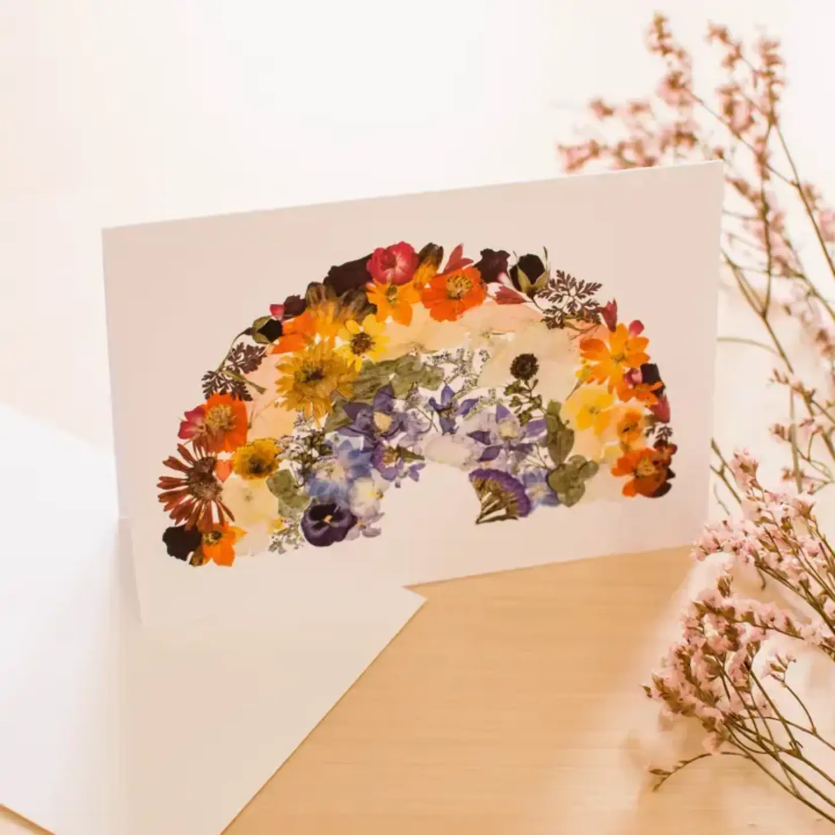 Pressed Flower Art - Greeting Card - Rainbow