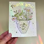 Emelie Nunez Art Greeting Card - "Thank You" Gold Foil