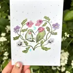 Emelie Nunez Art Greeting Card -"Hummingbird Love" Iridescent Foil