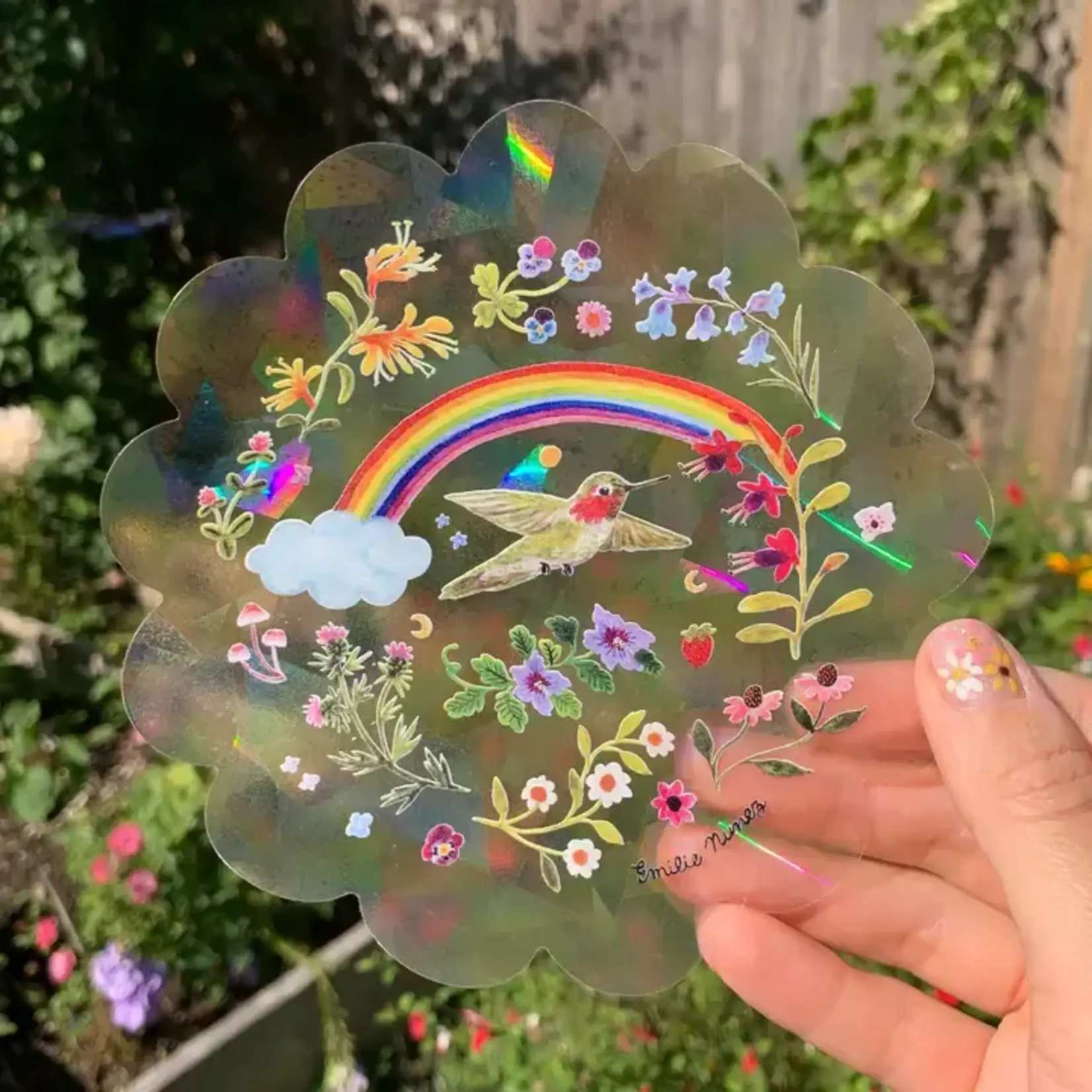 Emelie Nunez Art Suncatcher - Hummingbird Garden