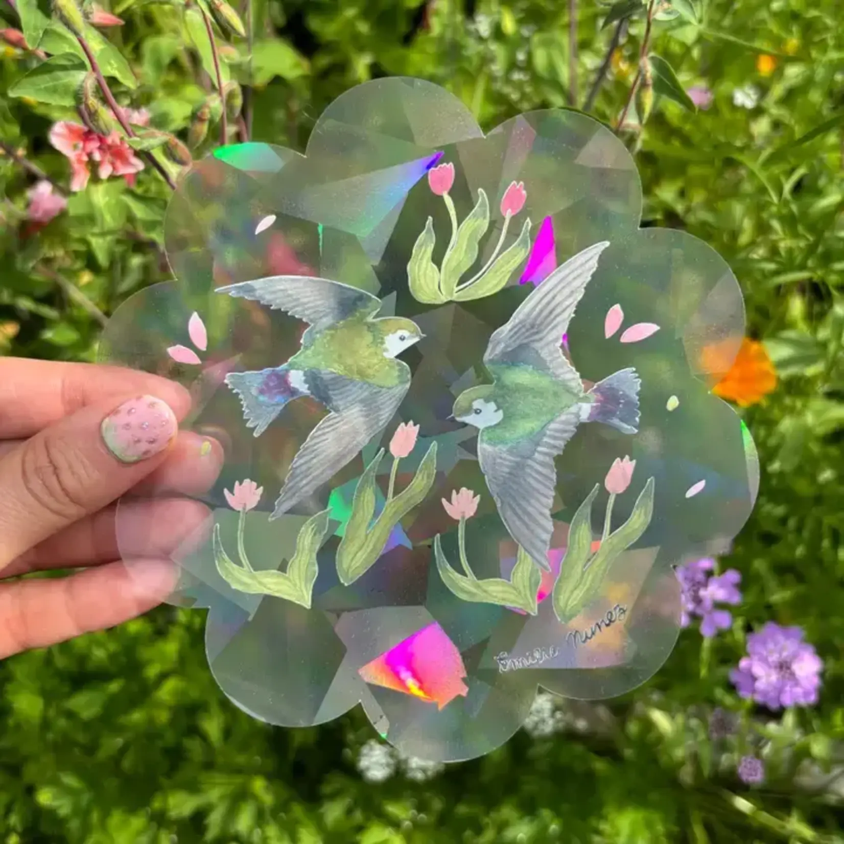 Emelie Nunez Art Suncatcher - Violet Green Swallows