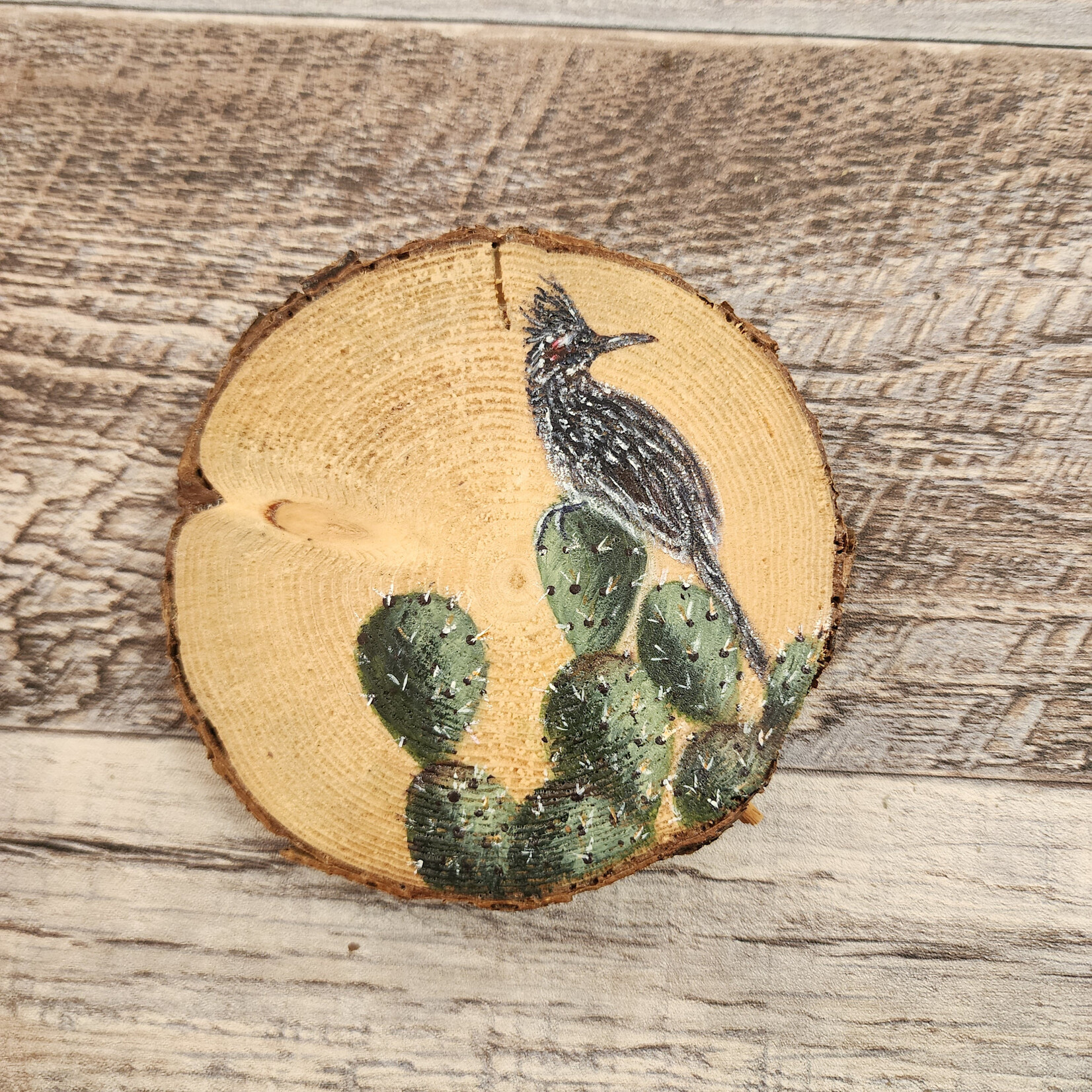 Wood Cookie Painting - Road Runner