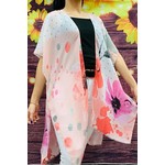 Southern Stitch Pink Grey Floral Kimono