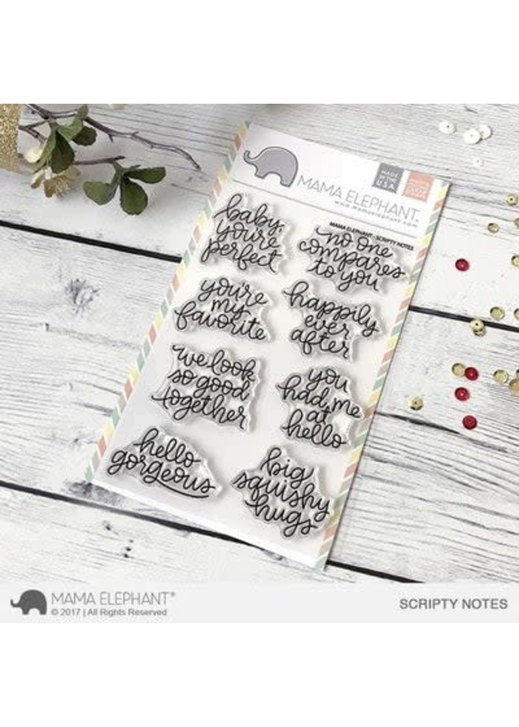 Mama Elephant Scripty Notes Stamp