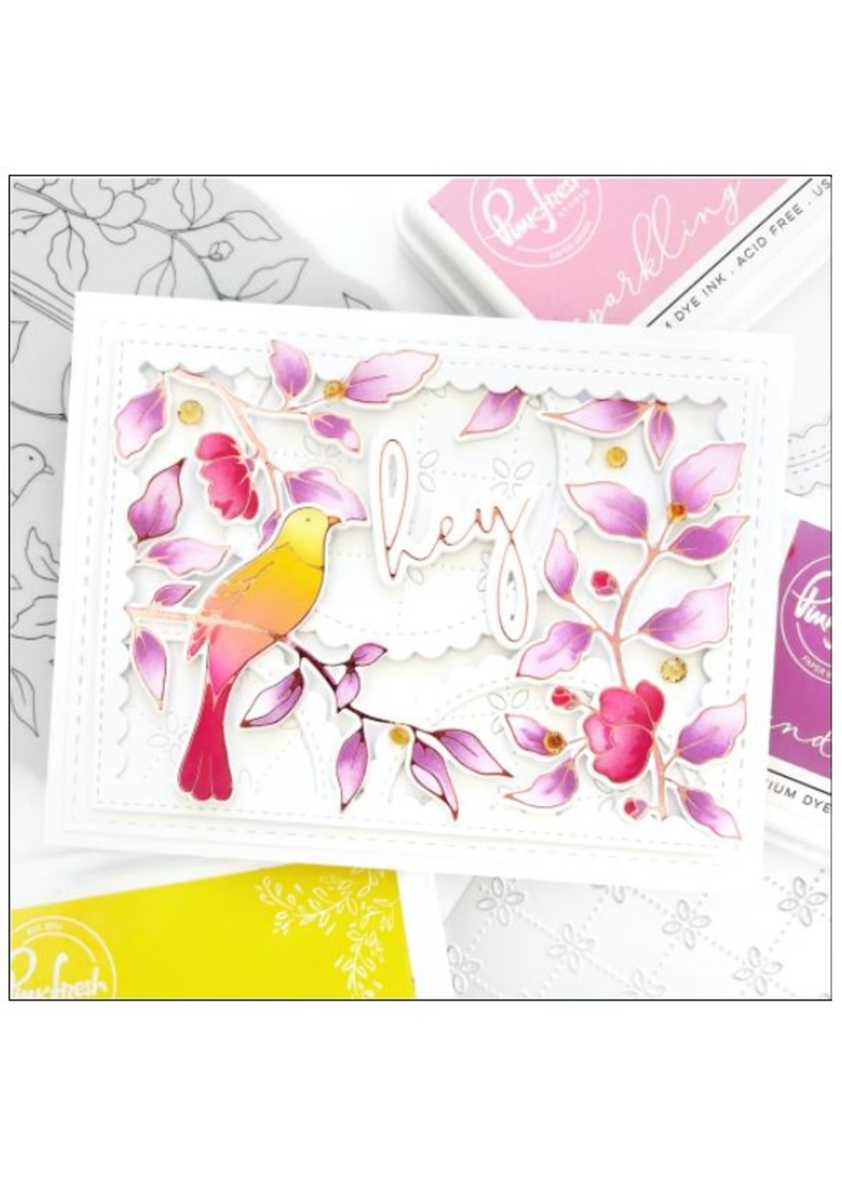 PINKFRESH STUDIO Songbirds on Branches Hot Foil Plate