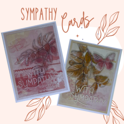 Spectrum Sherbet Sympathy cards featuring Rub-ons and Acetate Embellishments