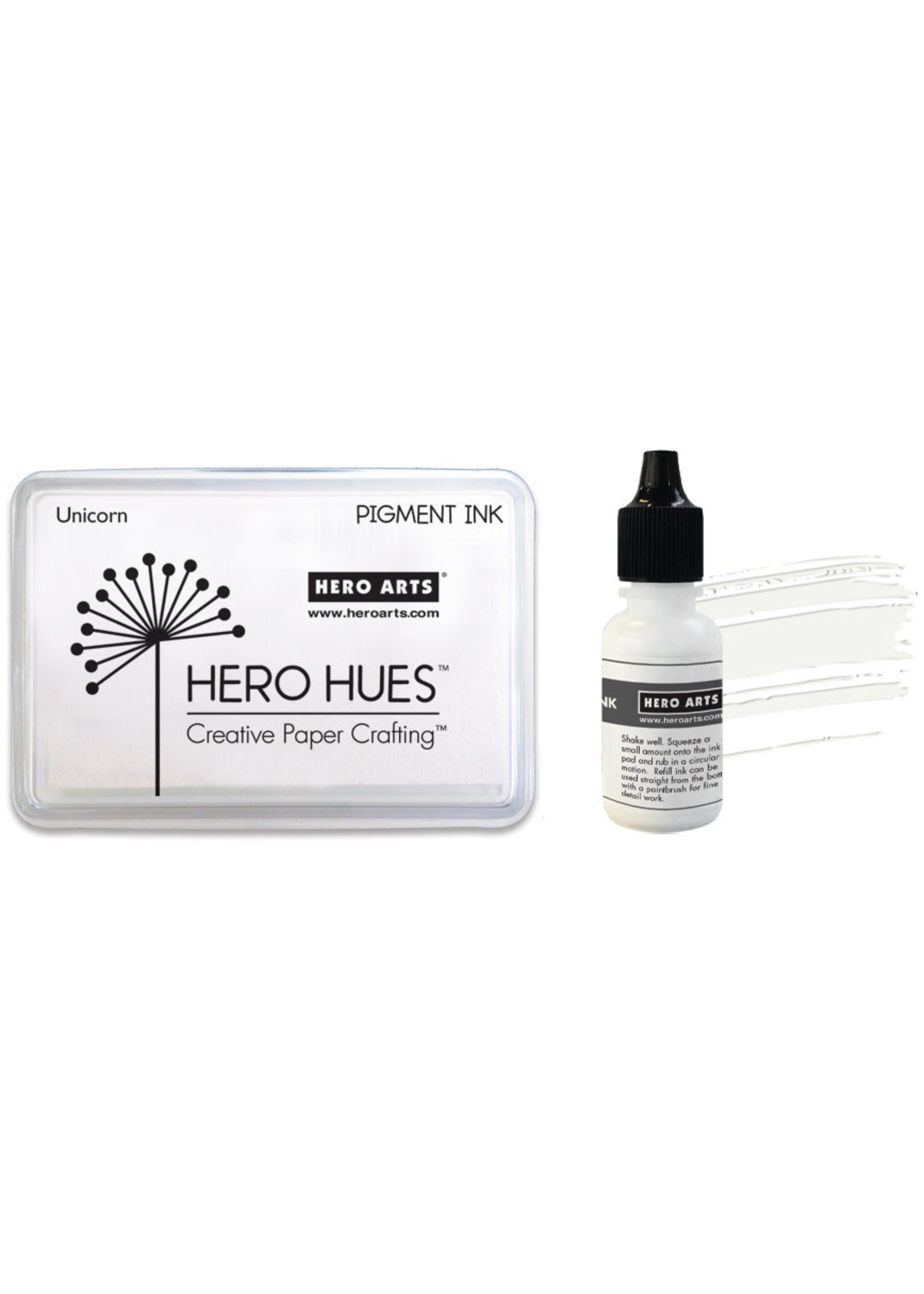 Hero Arts Unicorn White Pigment Ink Pad and Reinker Bundle