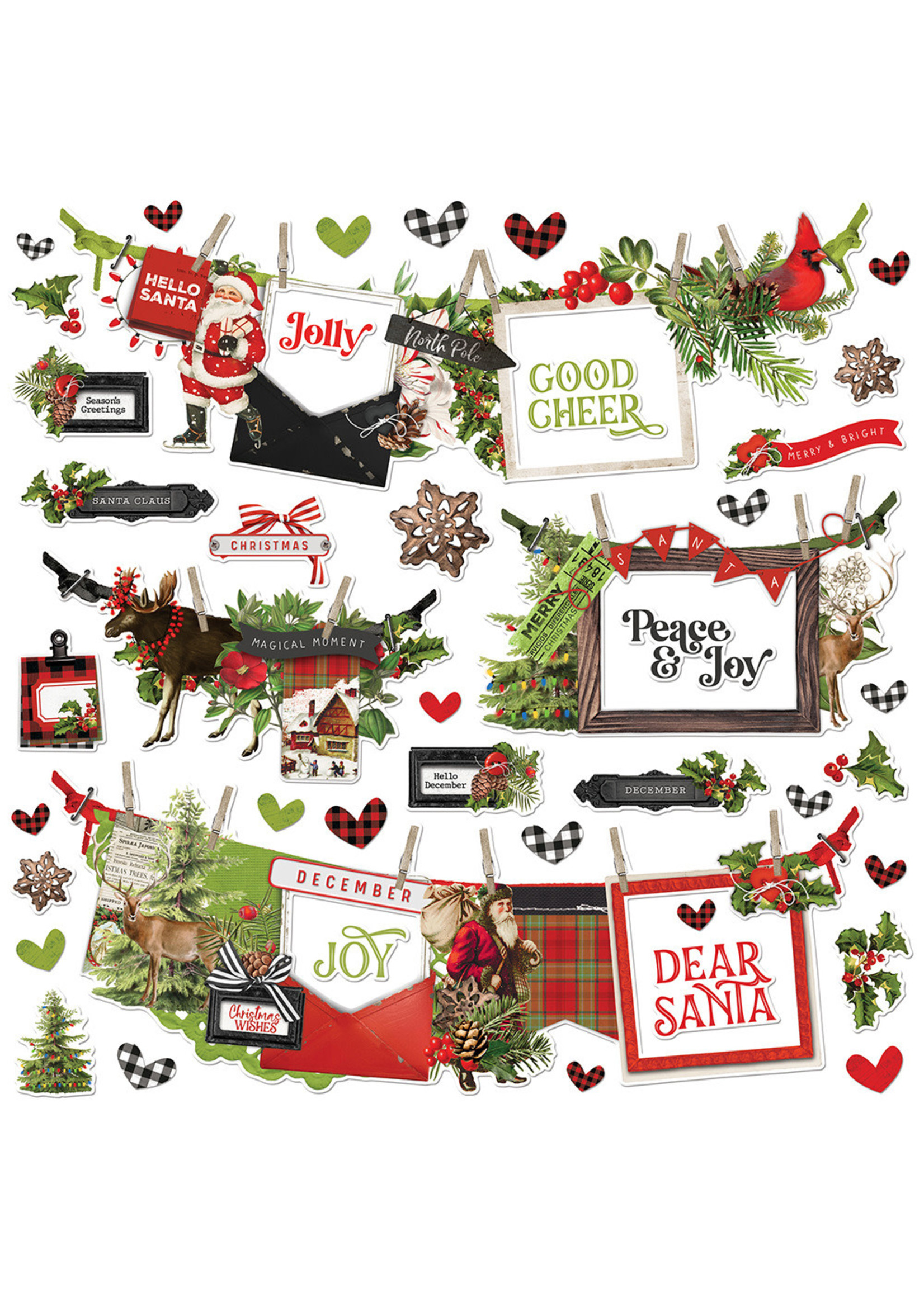 SIMPLE STORIES Simple Vintage Christmas Lodge, 12x12 Banner Stickers