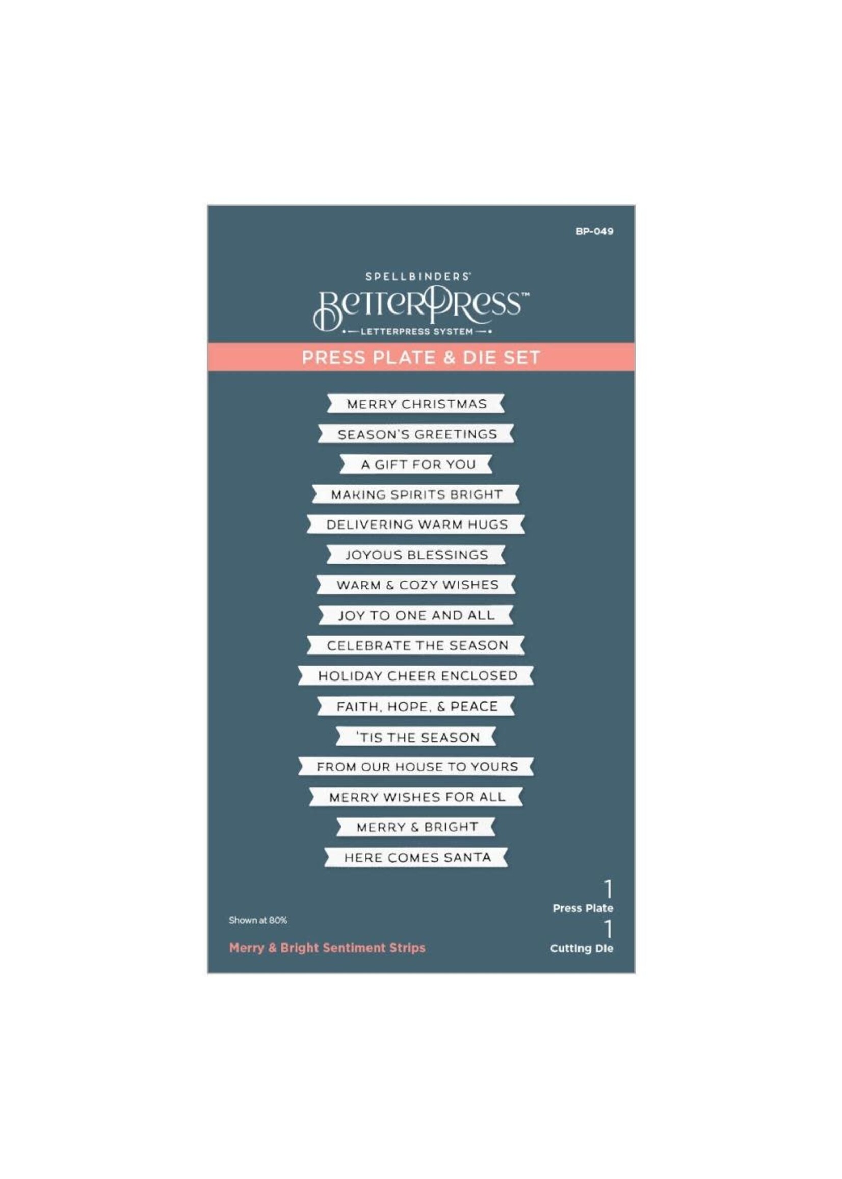SPELLBINDERS PAPERCRAFTS, INC Merry & Bright Sentiment Strips Press Plate