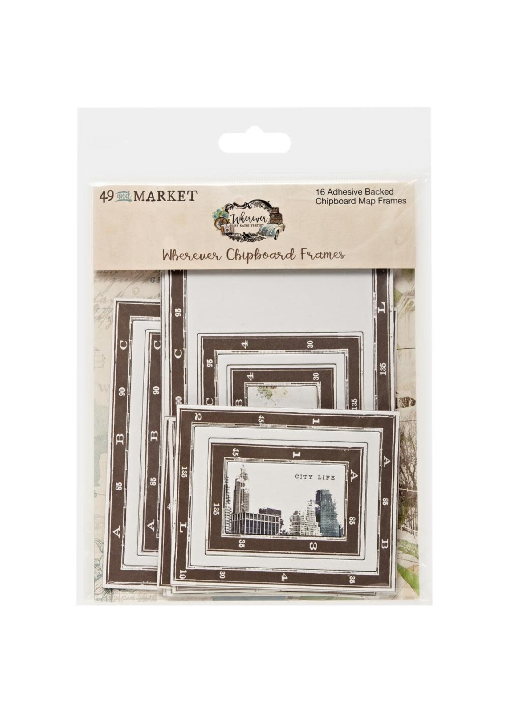 49 AND MARKET Wherever Chipboard Map Frames