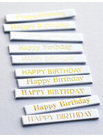 Memory Box Foil Greetings Tabs, Happy Birthday - White