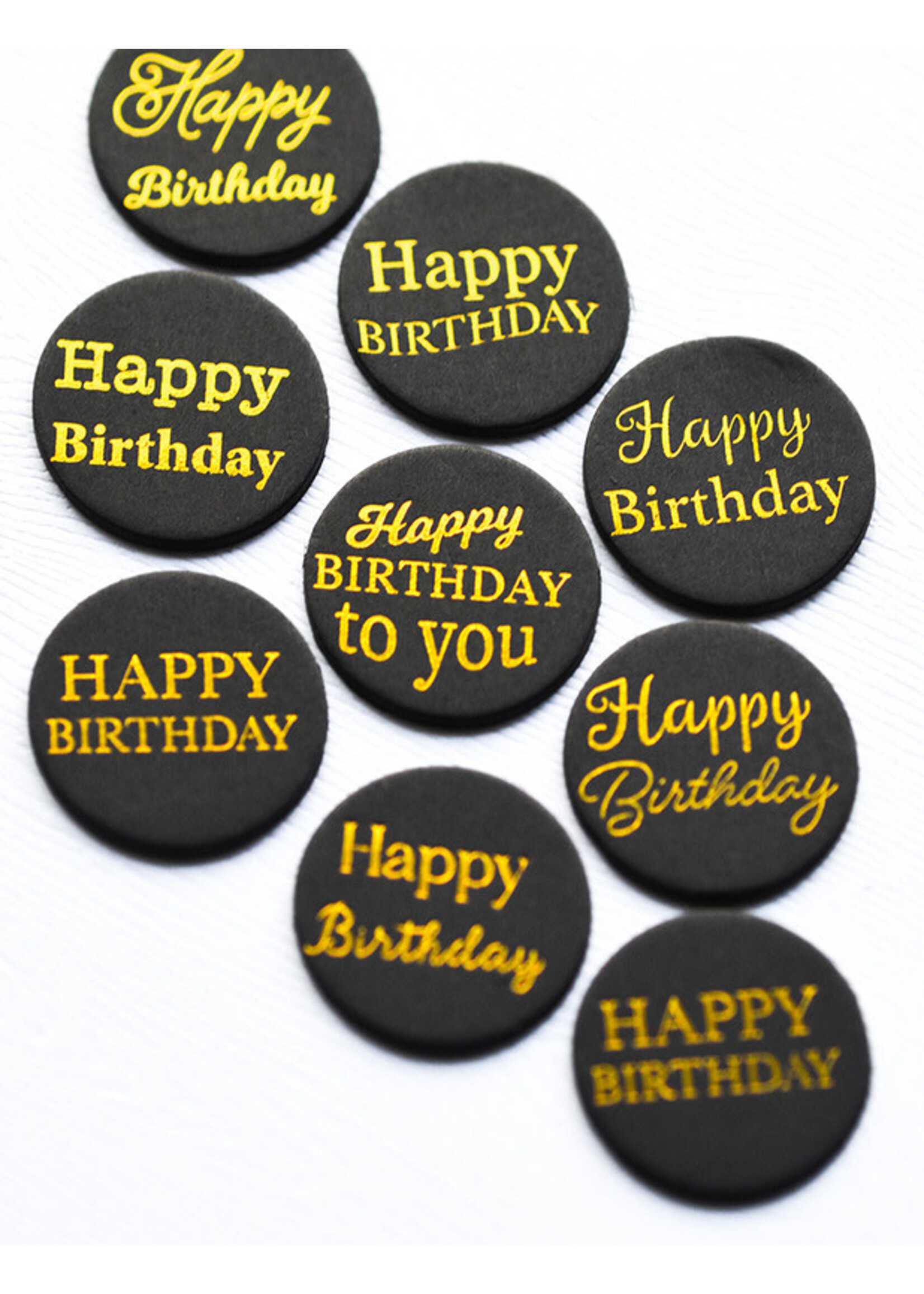 Memory Box Foil Greetings Tabs, Happy Birthday - Black Circle