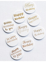 Memory Box Foil Greetings Tabs, Happy Birthday - White Circle