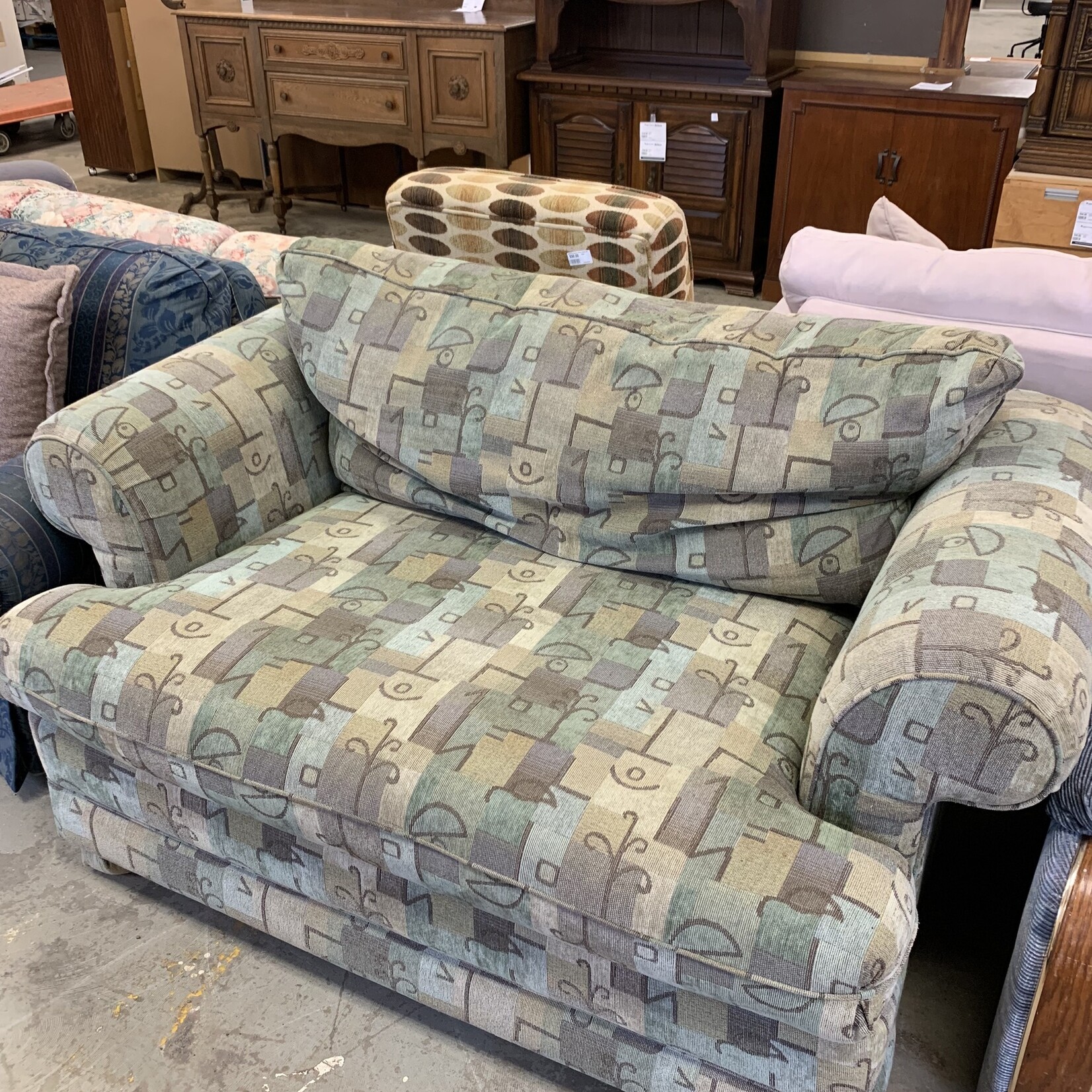 Shades of Green Beige Brown Love Seat