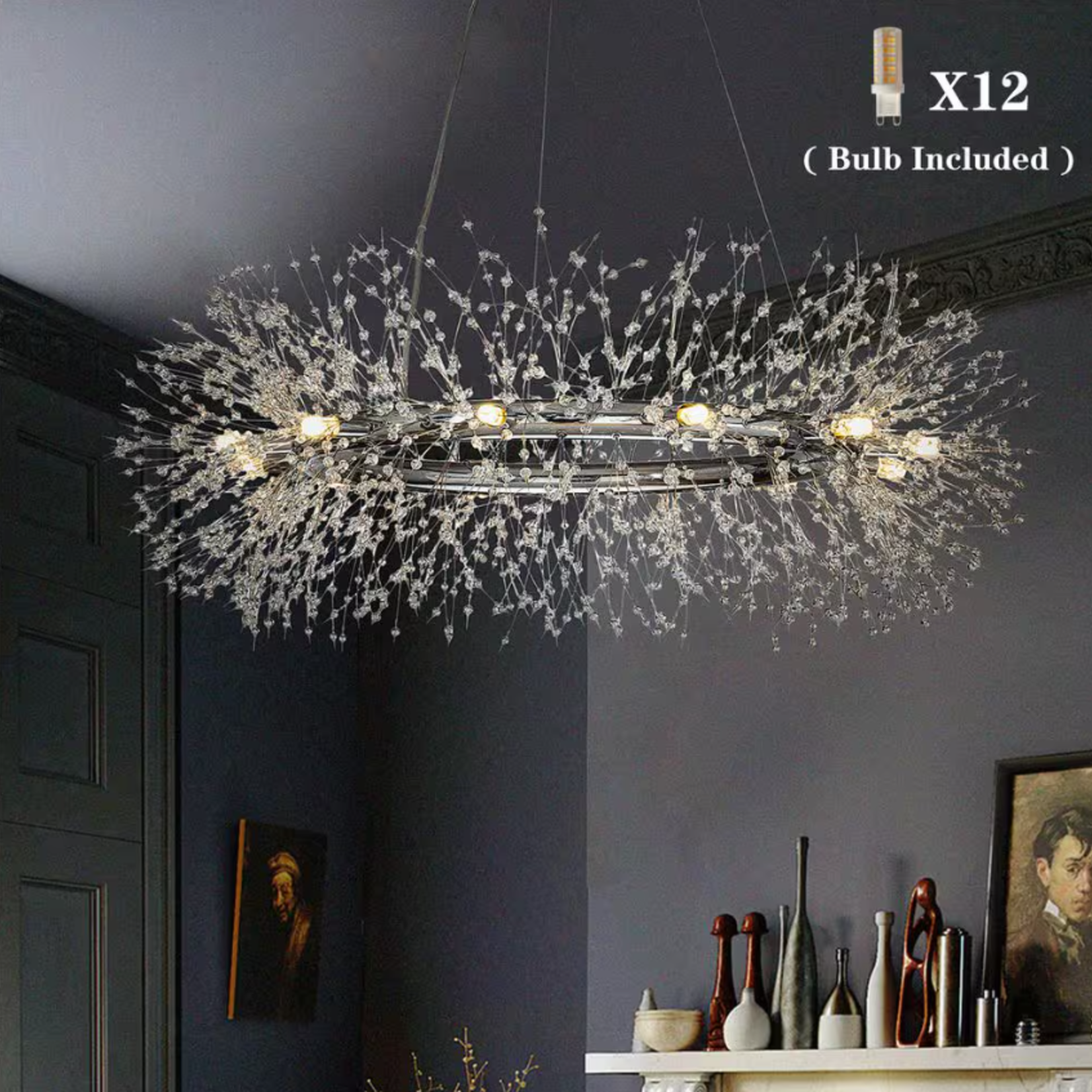 Chrome Crystal Firework Chandelier