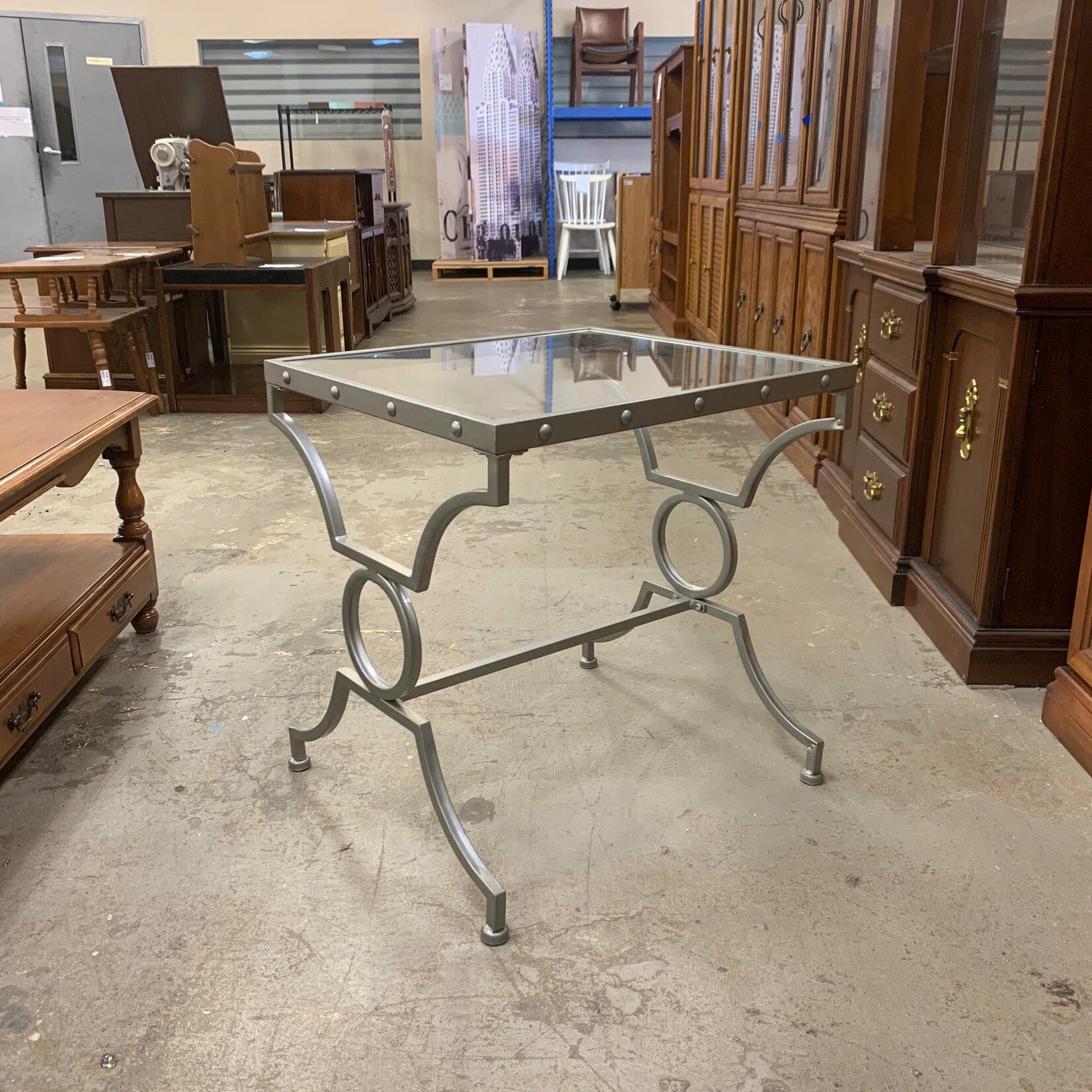 Glass Metal Frame Table (L)