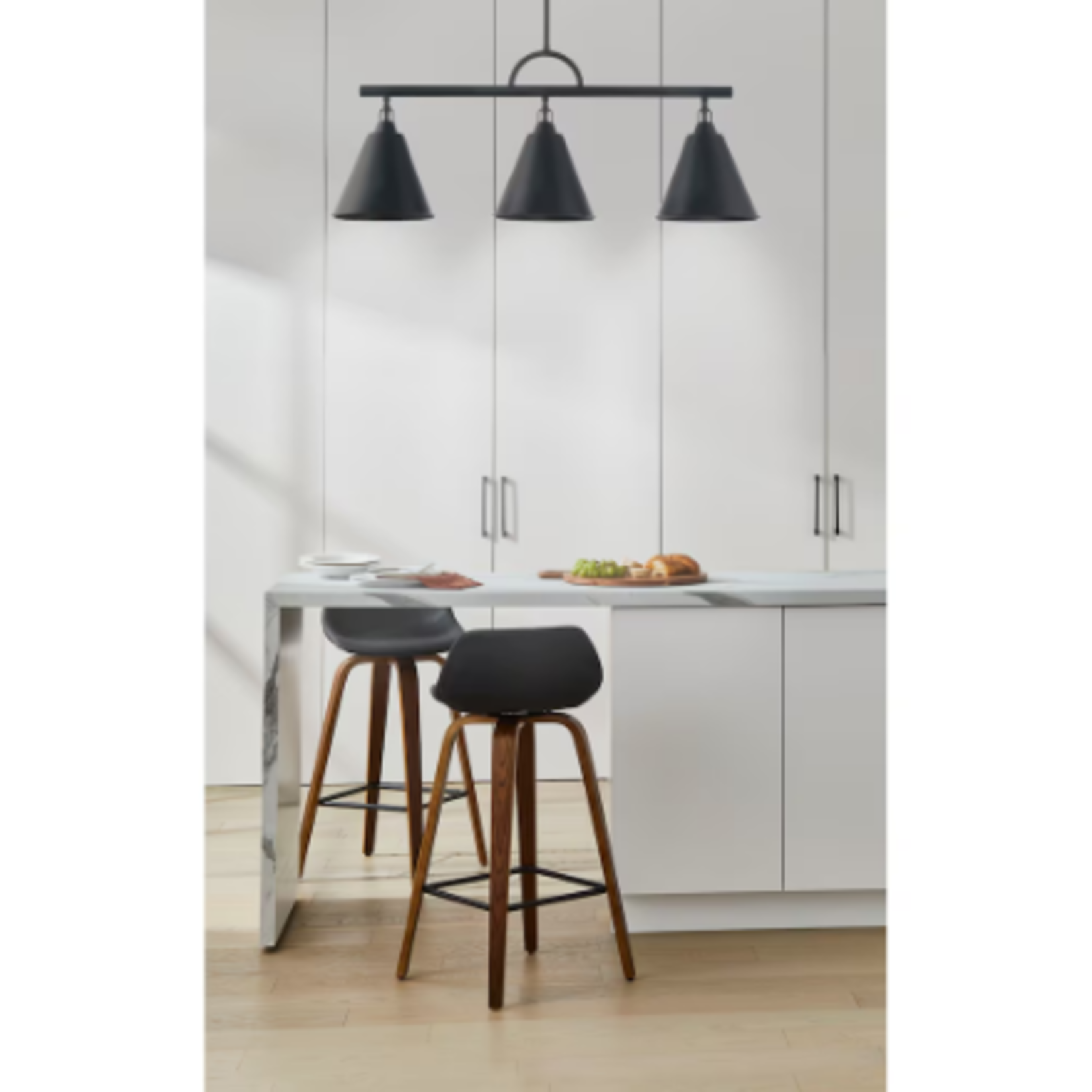 Matte Black 3-Light Chandelier