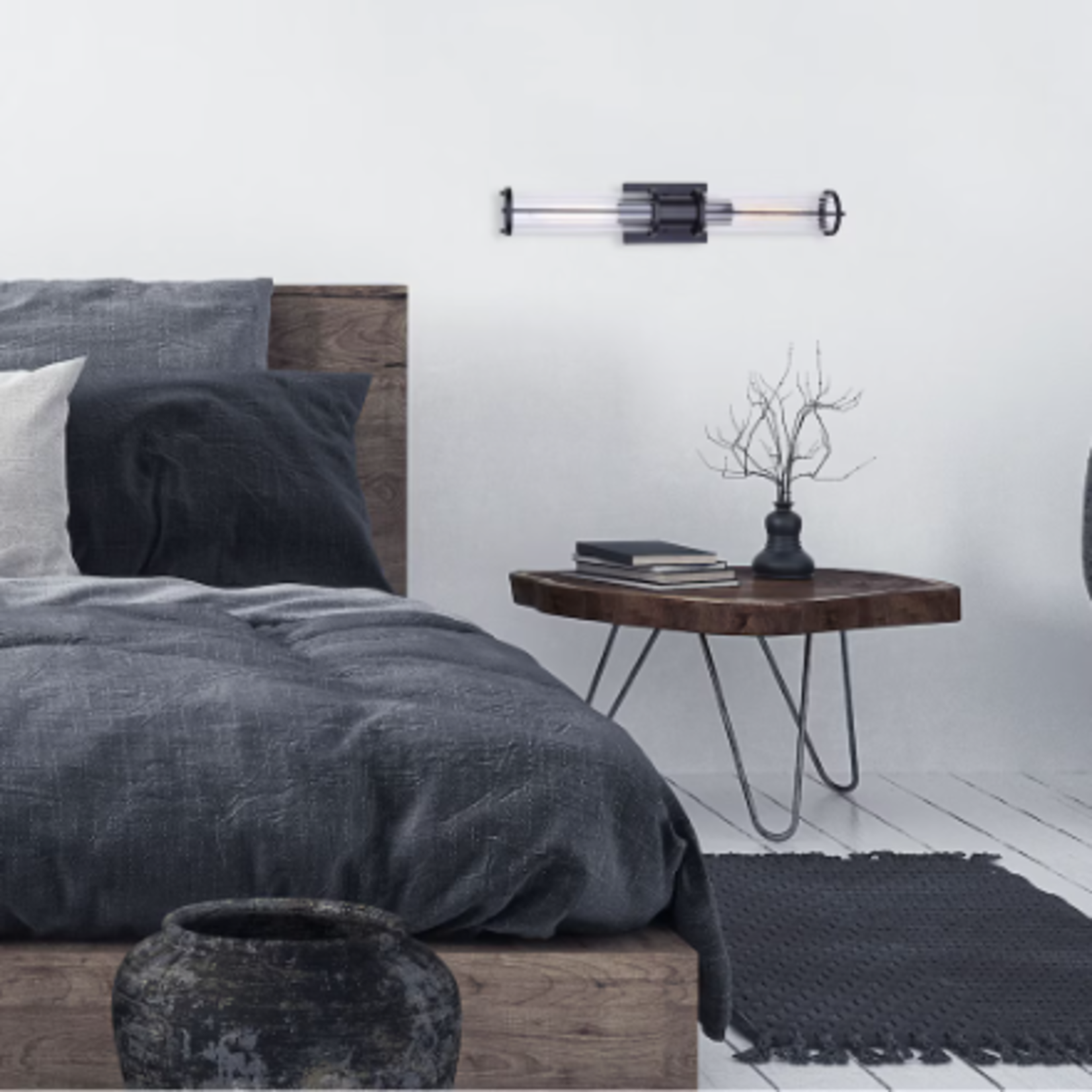Black 2-Light Vanity Fixture