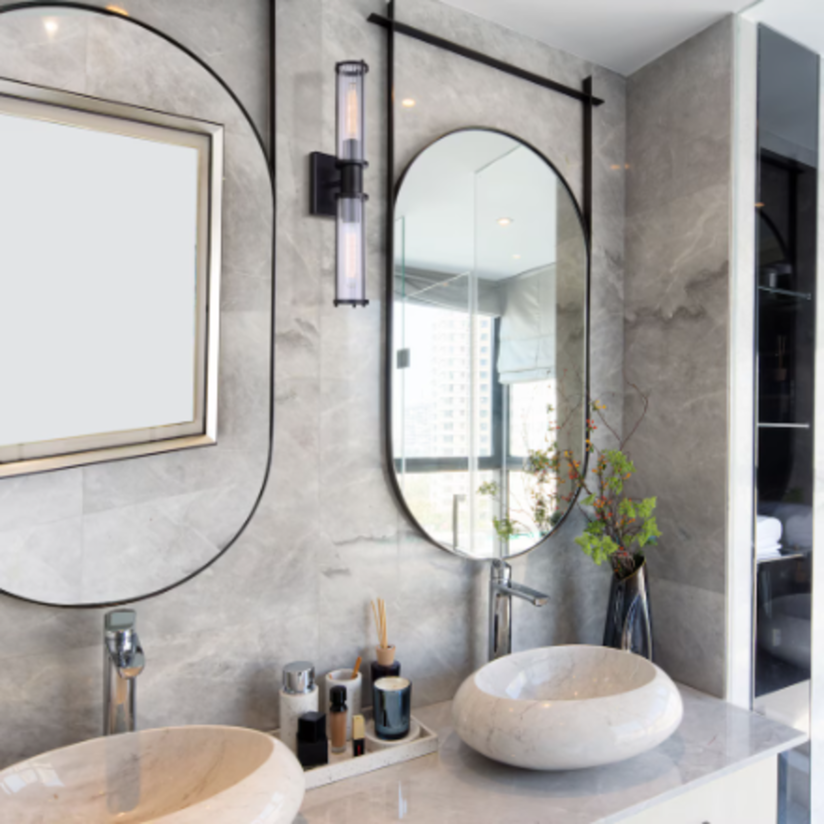 Black 2-Light Vanity Fixture